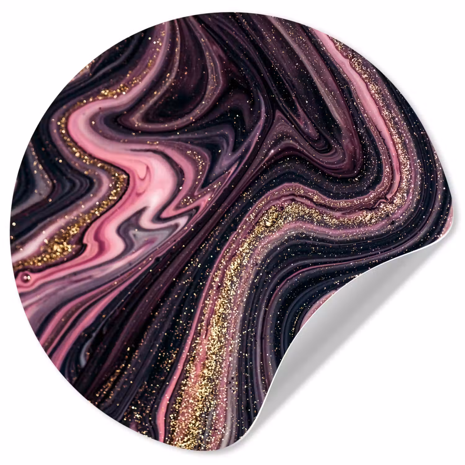 Marmerlook - Roze - Paars - Goud - Luxe - Marmer Wandcirkel behangsticker klein -3d