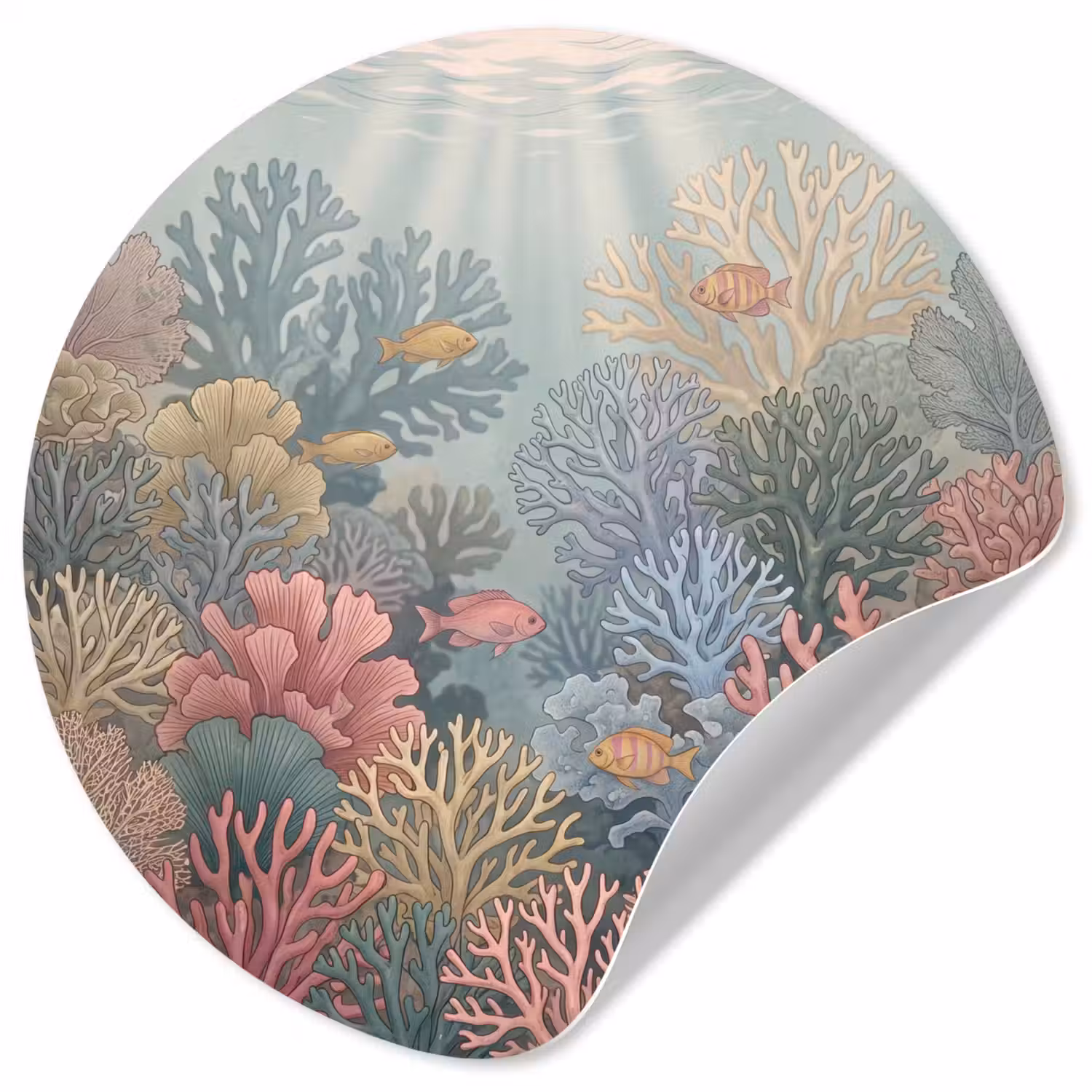 Zee - Koraal - Vis - Natuur - Kleurrijk Wandcirkel behangsticker klein -3d