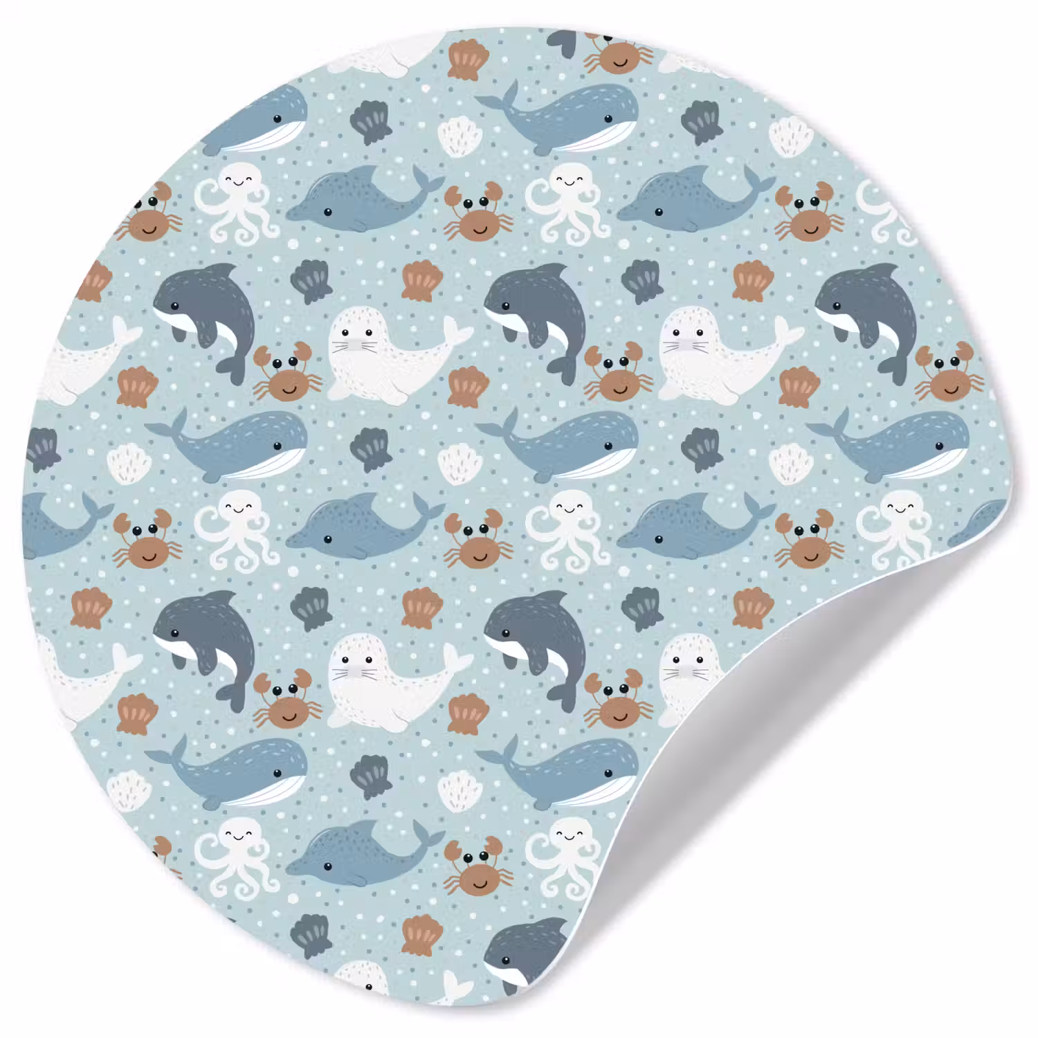 Oceaan - Walvis - Zeehond - Krab Wandcirkel behangsticker klein 186 -3d