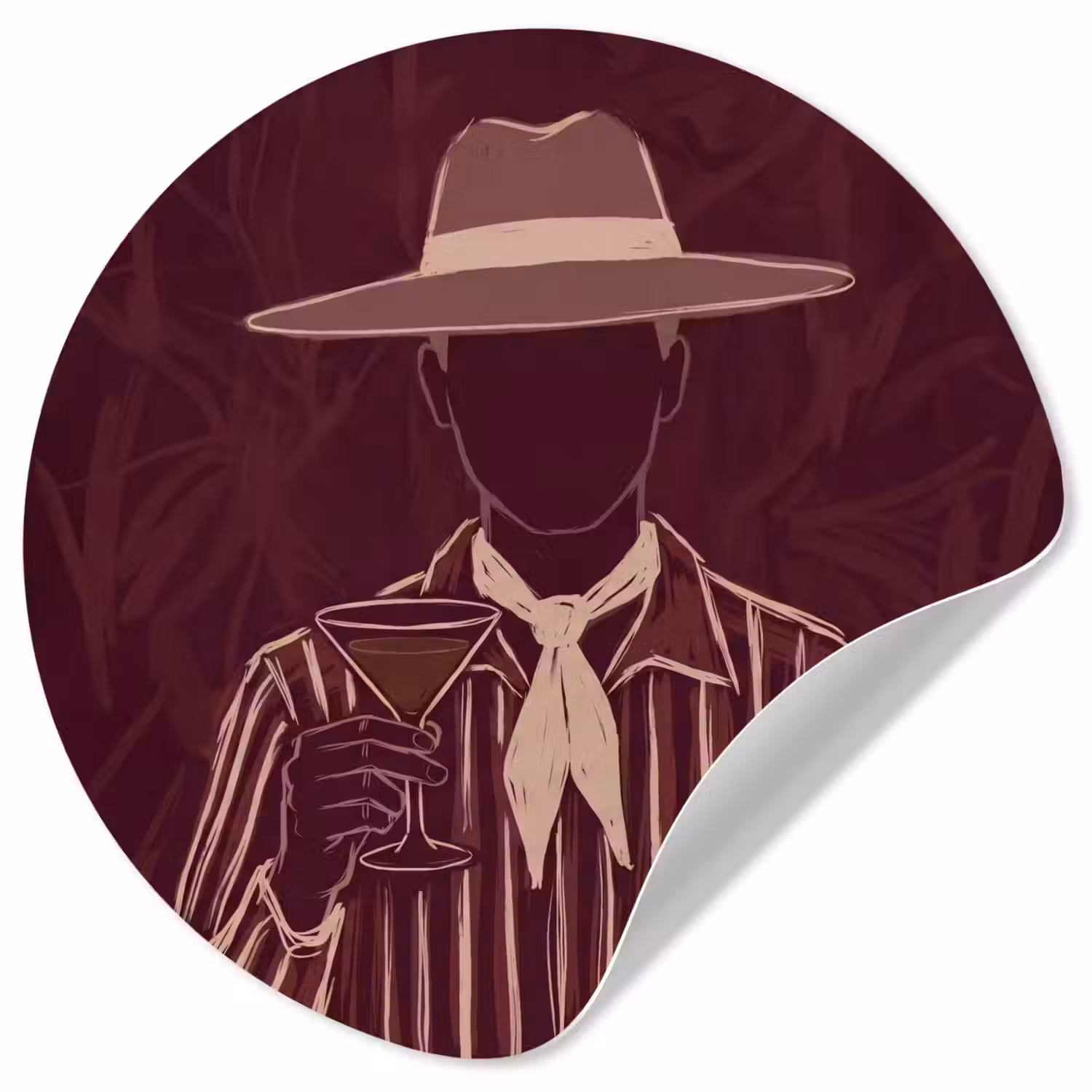 Mens - Hoed - Cocktail - Abstract - Bruin Wandcirkel behangsticker klein -3d