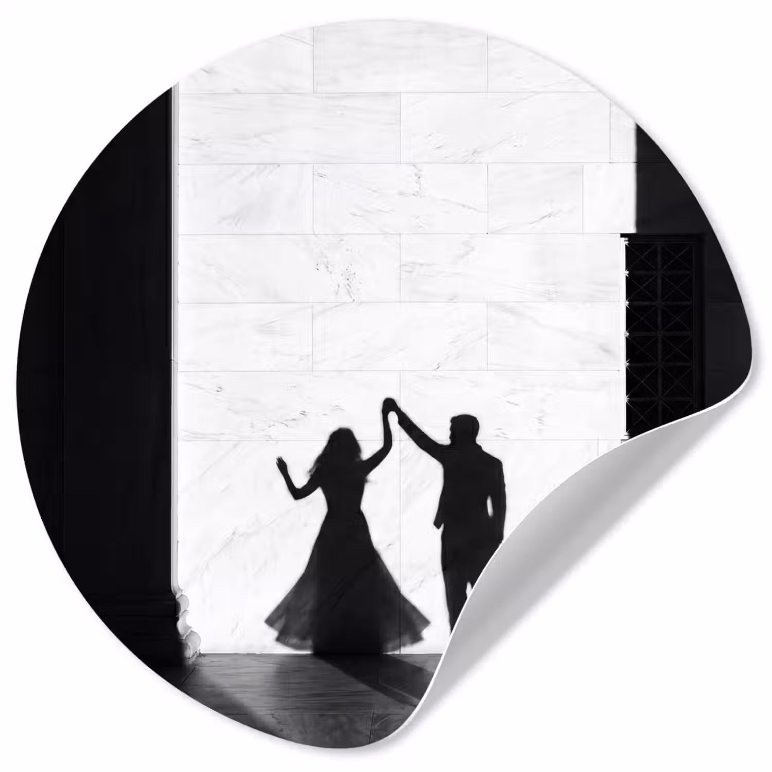 Mensen - Schaduw - Dans - Zwart-wit - Liefde Wandcirkel behangsticker klein -3d