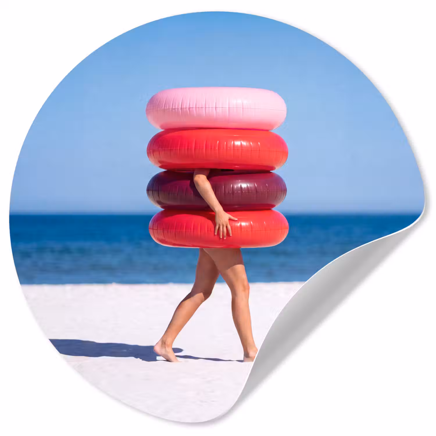 Mensen - Strand - Zomer - Recreatie - Kleurrijk Wandcirkel behangsticker klein -3d
