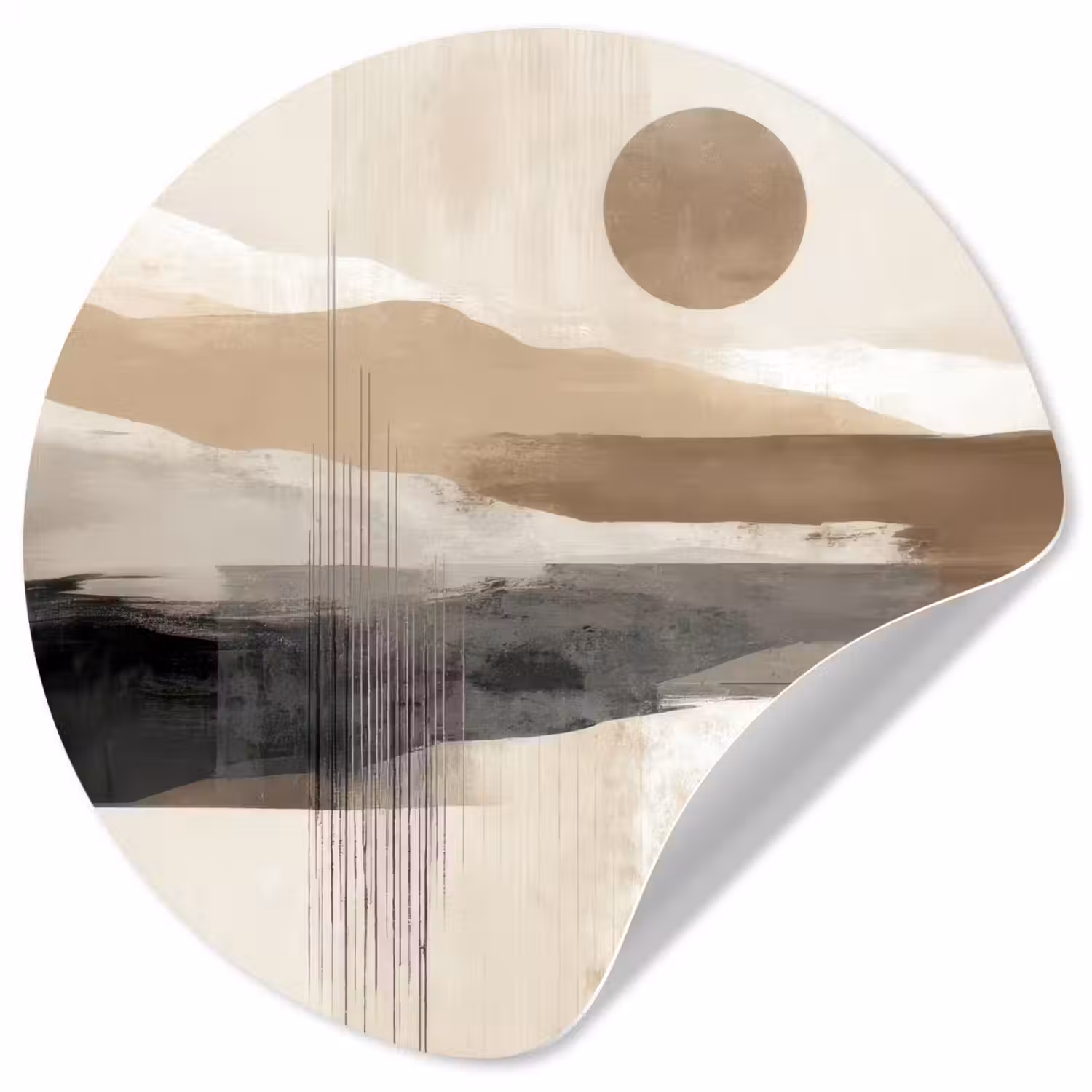 Minimalistisch - Landschap - Dimensie Wandcirkel behangsticker klein -3d