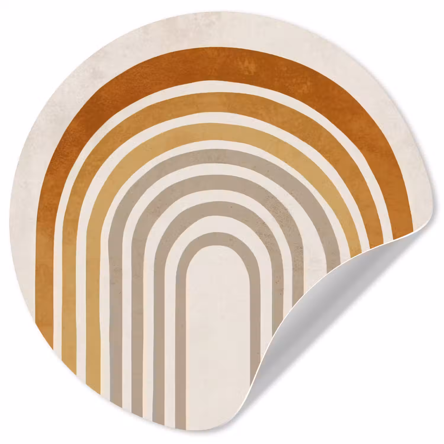 Minimalistisch - Boog - Lijnen - Beige Wandcirkel behangsticker klein -3d