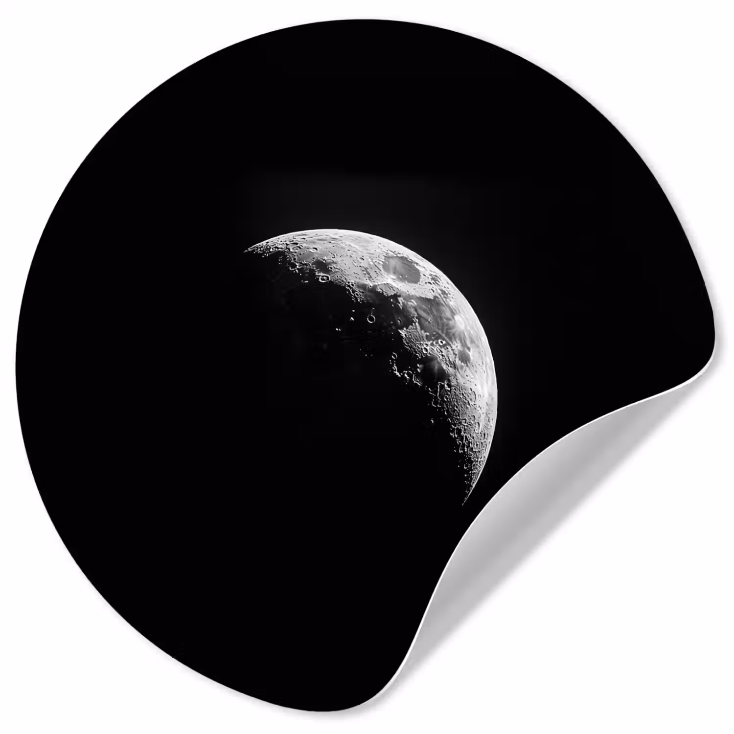 Maan - Hemel - Zwart - Schaduw Wandcirkel behangsticker klein -3d