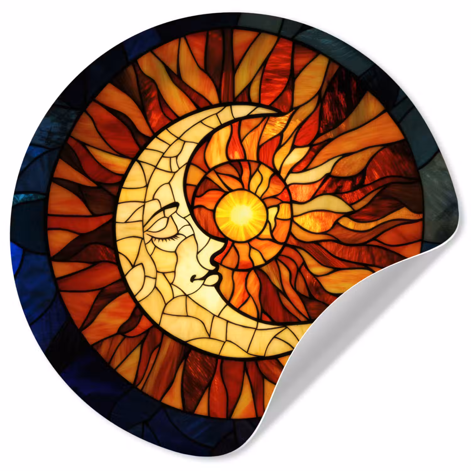 Mozaïek - Glas - Maan - Donkerblauw Wandcirkel behangsticker klein -3d
