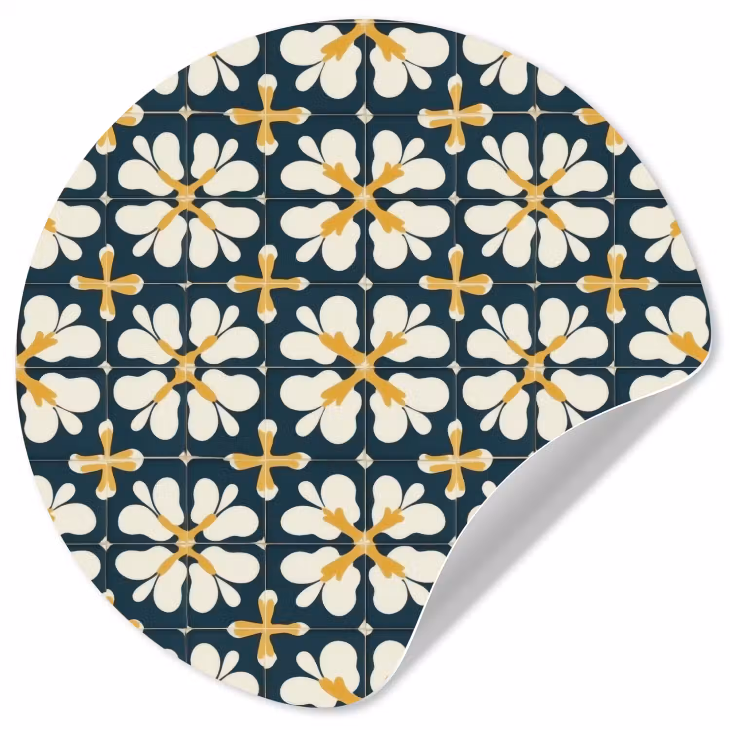 Motief - Tegel - Okergeel Wandcirkel behangsticker klein 186 -3d