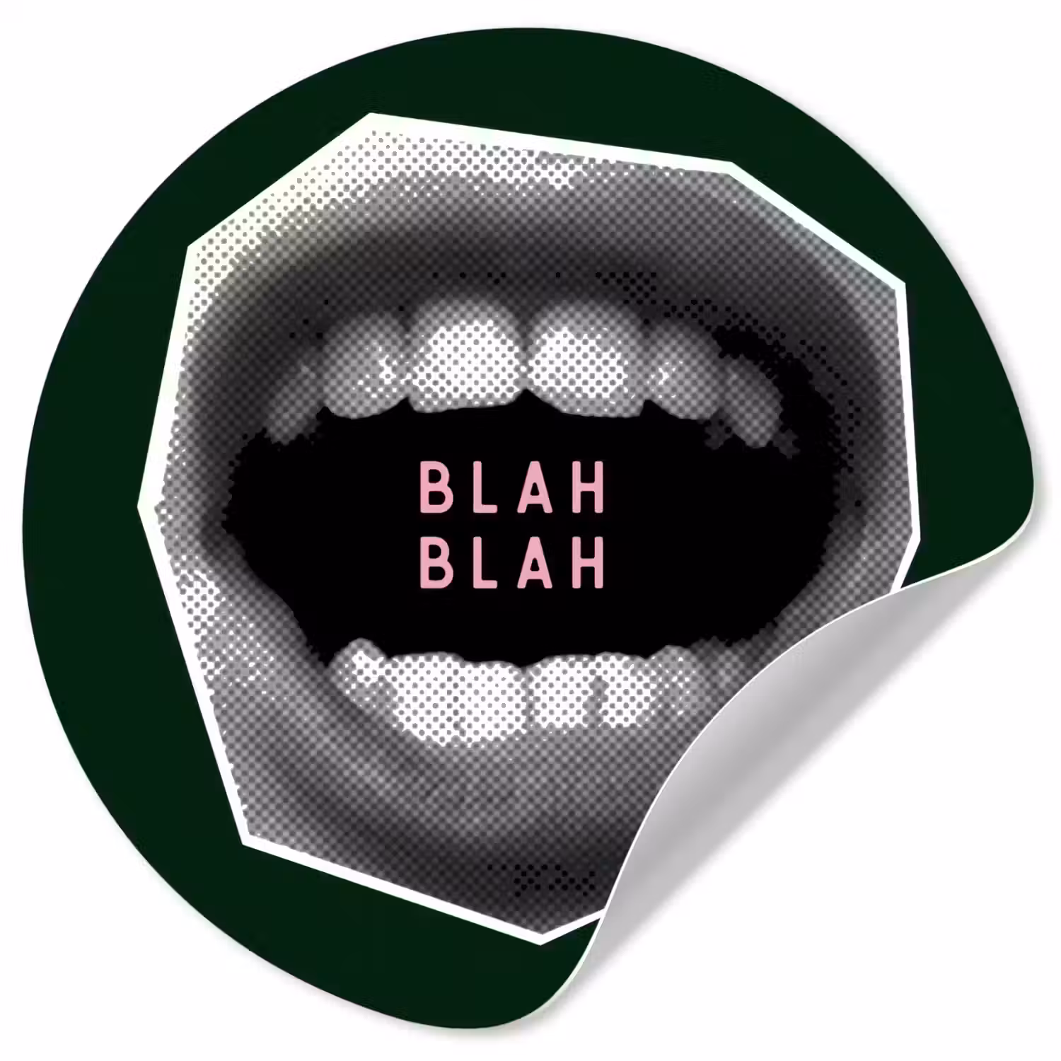 Mond - Groen - Illustratie - BLAH BLAH Wandcirkel behangsticker klein -3d