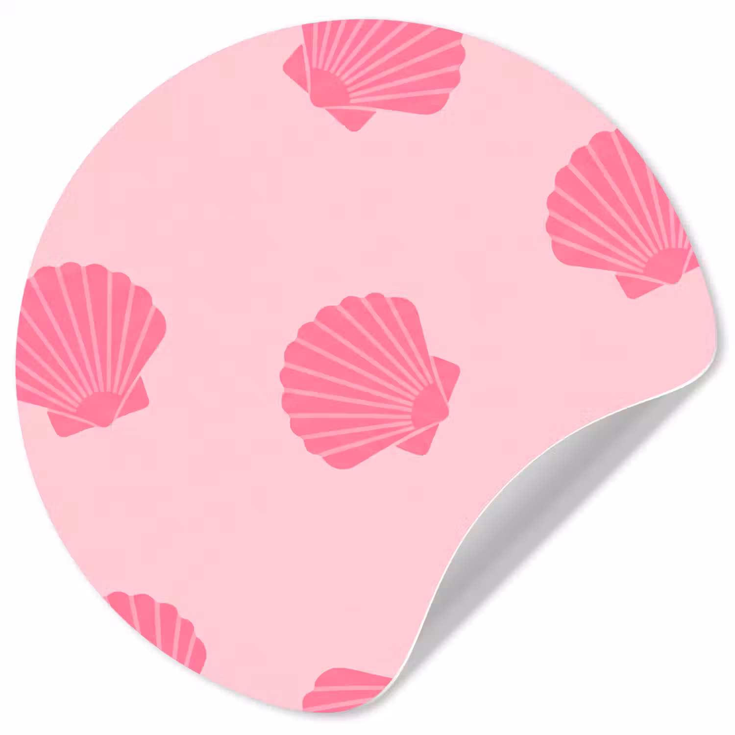 Schelp - Patroon - Zee - Modern - Roze Wandcirkel behangsticker klein -3d