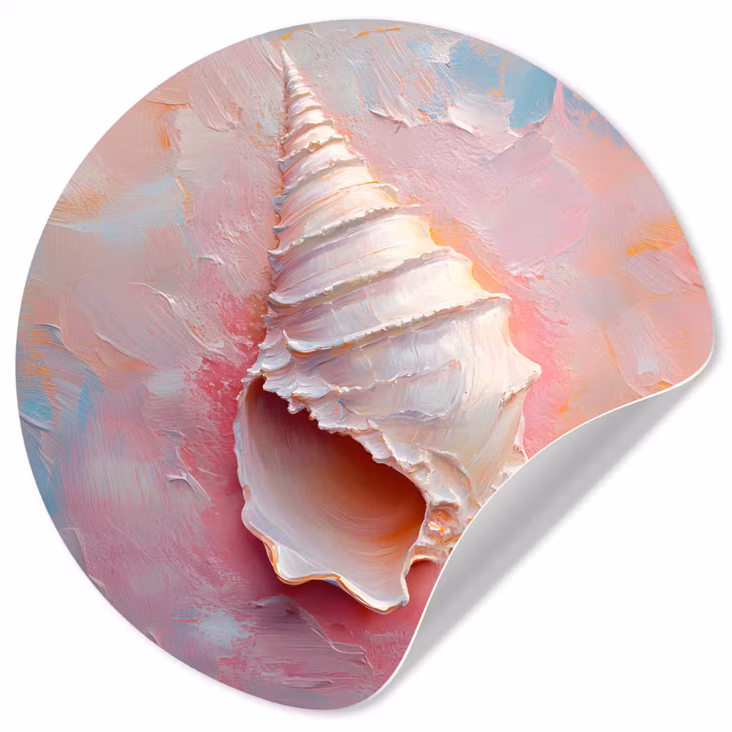 Schelp - Pastel - Pink Wandcirkel behangsticker klein -3d