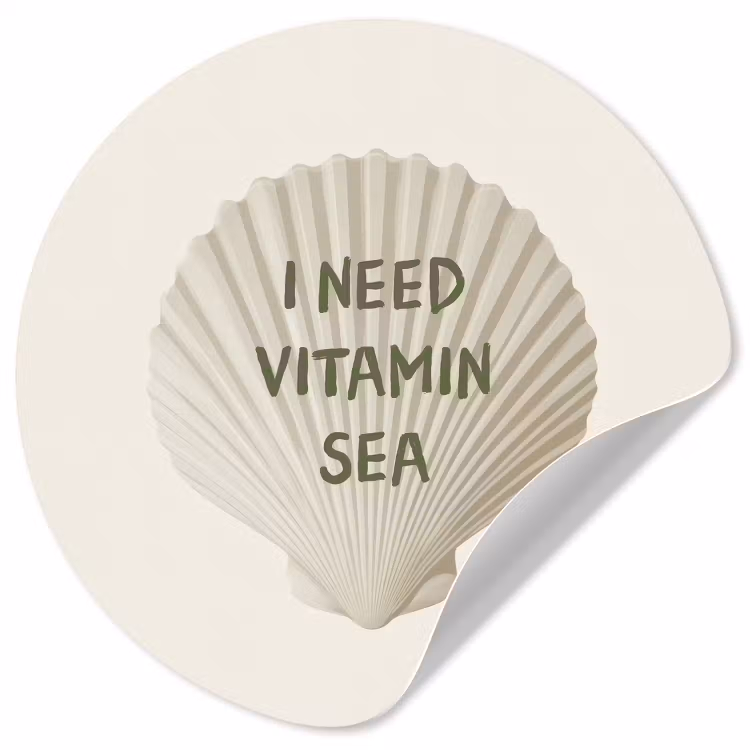 Schelp - Quote - Groen Wandcirkel behangsticker klein -3d
