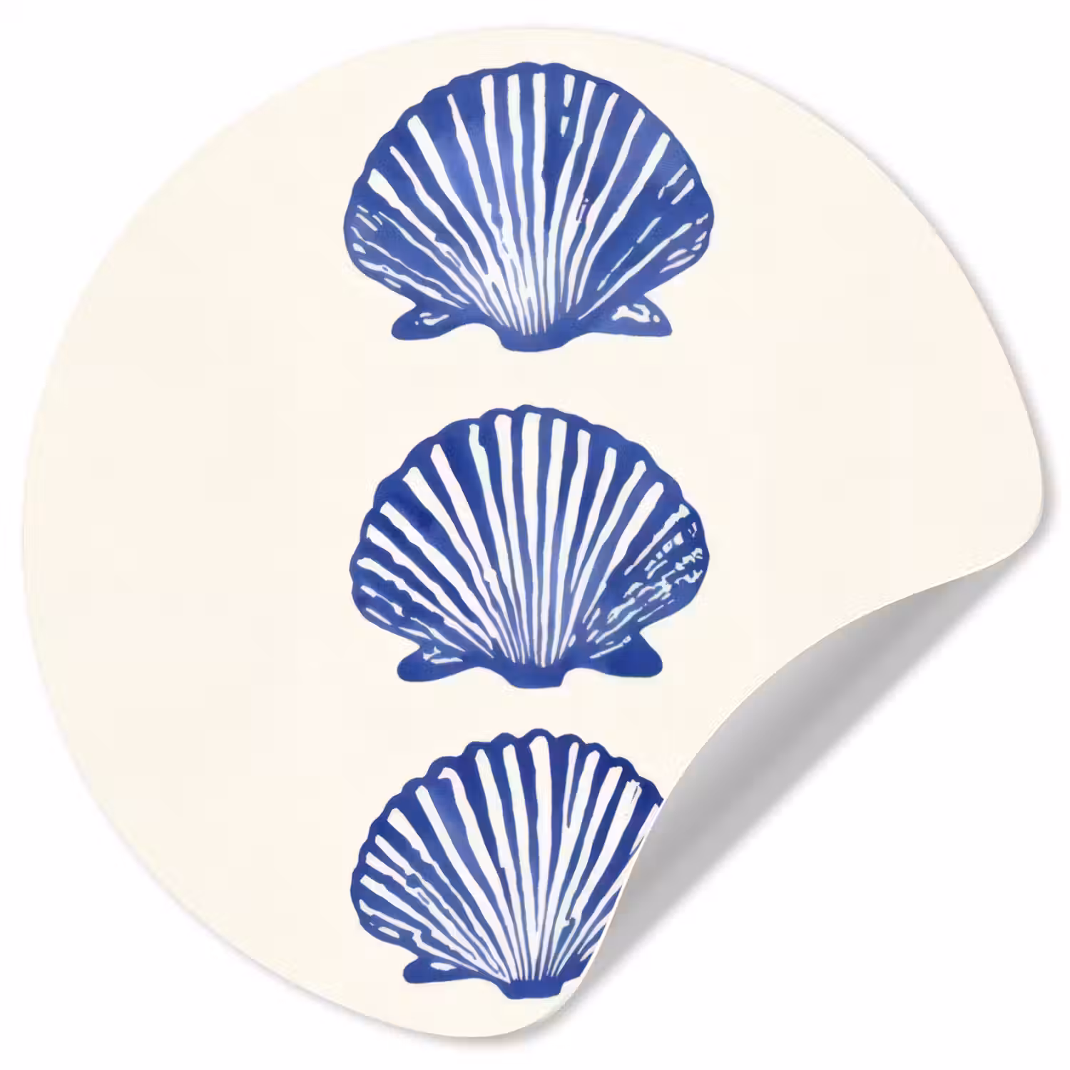 Schelpen - Blauw - Patroon Wandcirkel behangsticker klein -3d