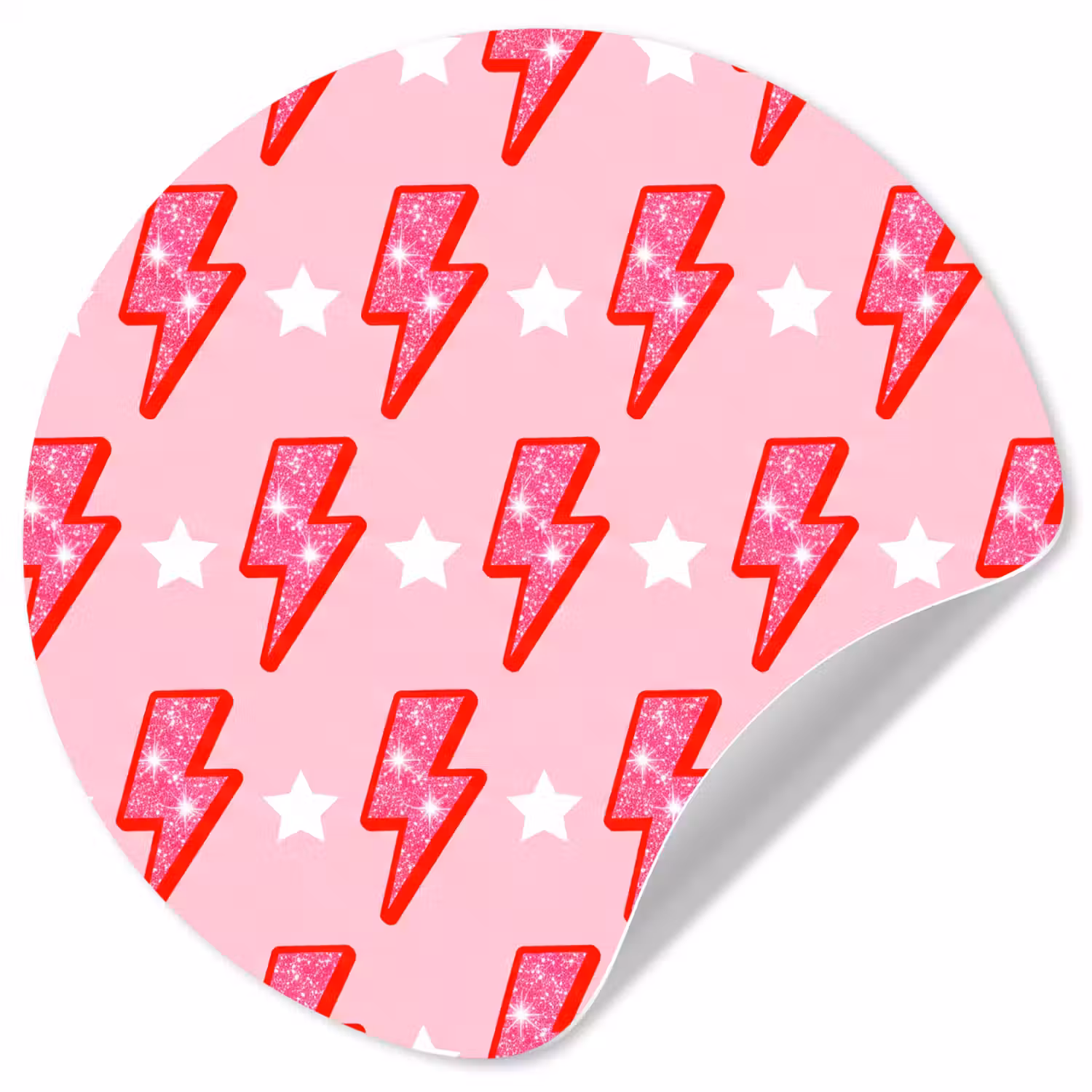 Patroon - Bliksem - Ster - Glitter - Roze Wandcirkel behangsticker klein -3d
