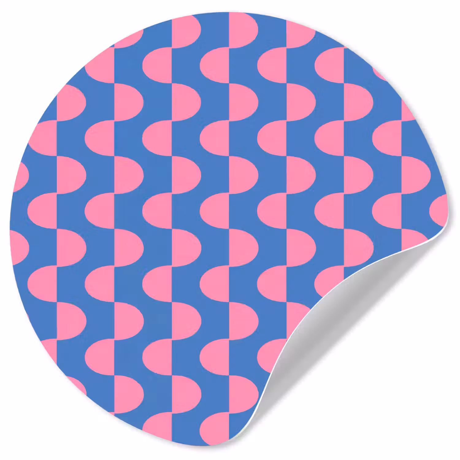 Patroon - Halve cirkels - Abstract - Modern - Roze - Blauw Wandcirkel behangsticker klein -3d