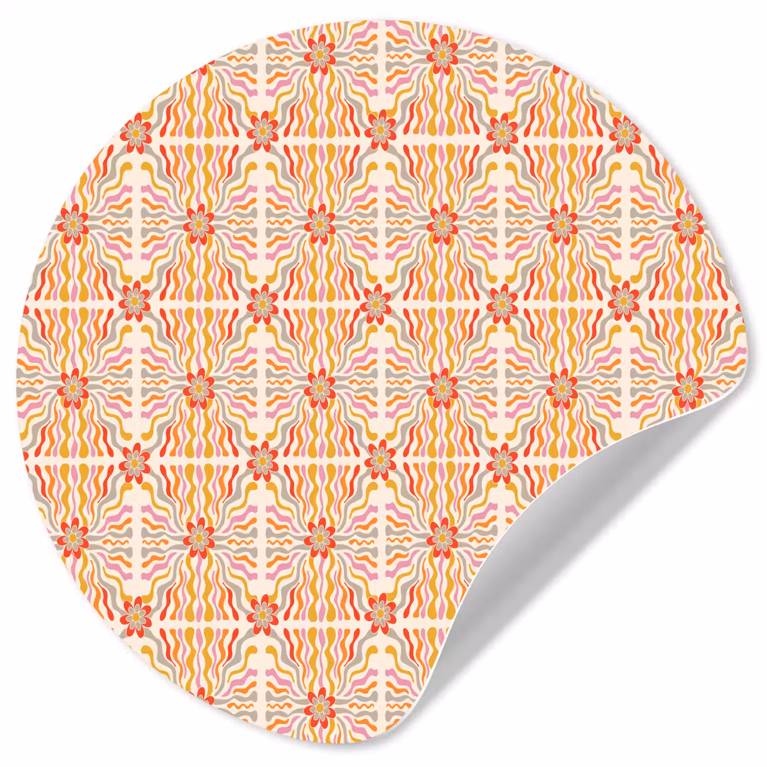 Patroon - Retro - Kleur Wandcirkel behangsticker klein 186 -3d