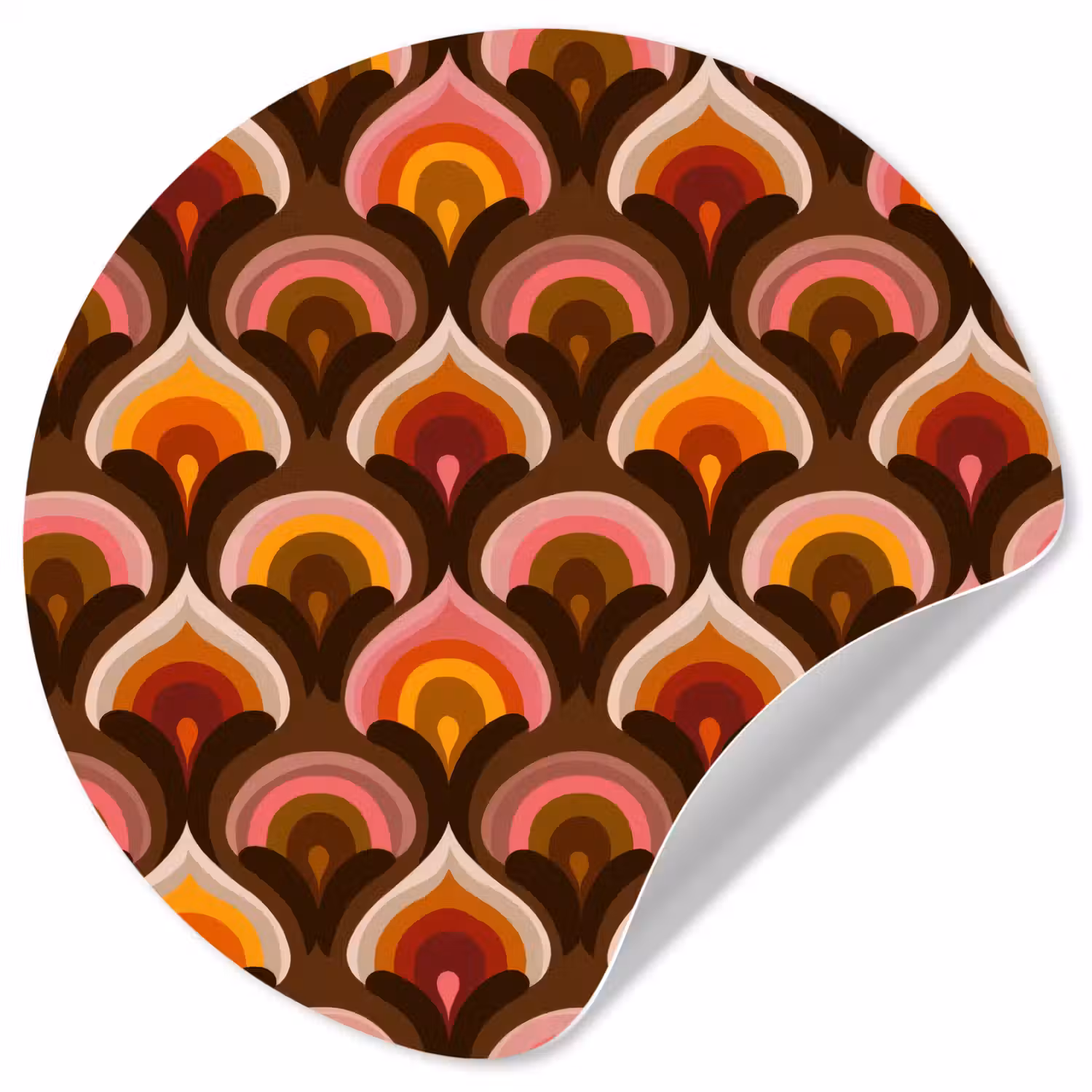 Patroon - Retro - Kleurrijk Wandcirkel behangsticker klein 186 -3d