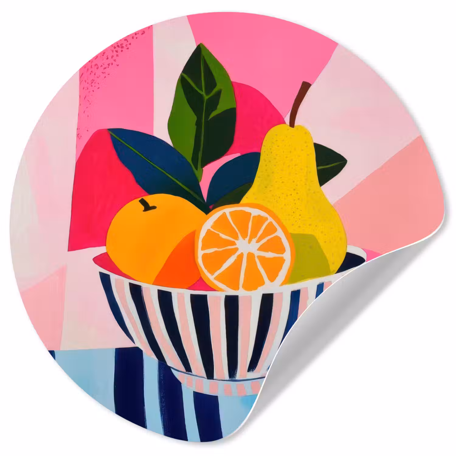 Fruit - Abstracte achtergrond - Roze Wandcirkel behangsticker klein -3d