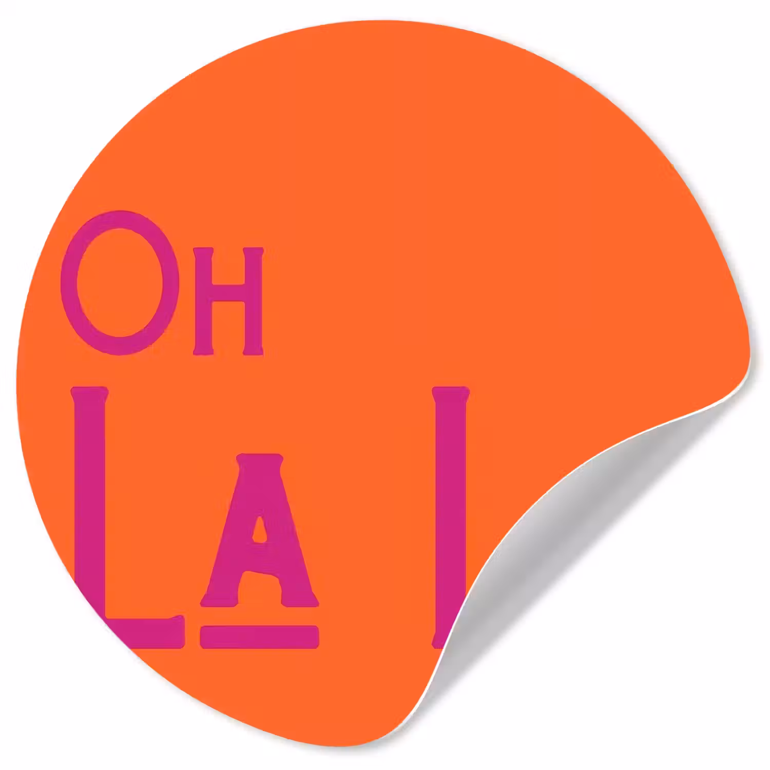 Oh la la - Oranje - Roze - Scheeflettertype Wandcirkel behangsticker klein -3d