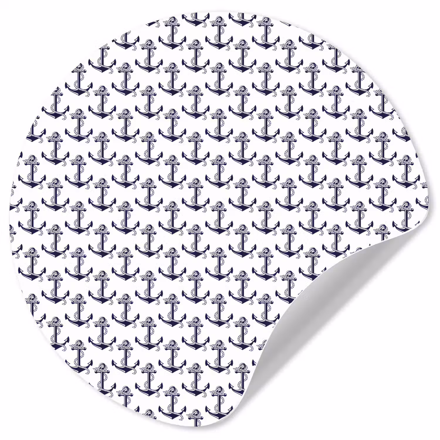 Oceaan - Anker - Blauw - Wit Wandcirkel behangsticker klein 186 -3d