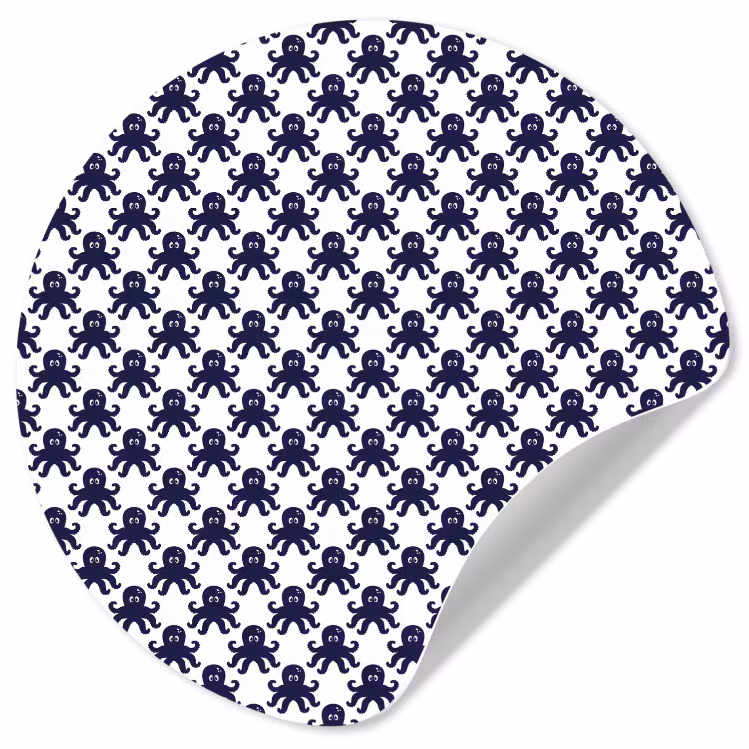 Oceaan - Octo - Blauw - Wit Wandcirkel behangsticker klein 186 -3d
