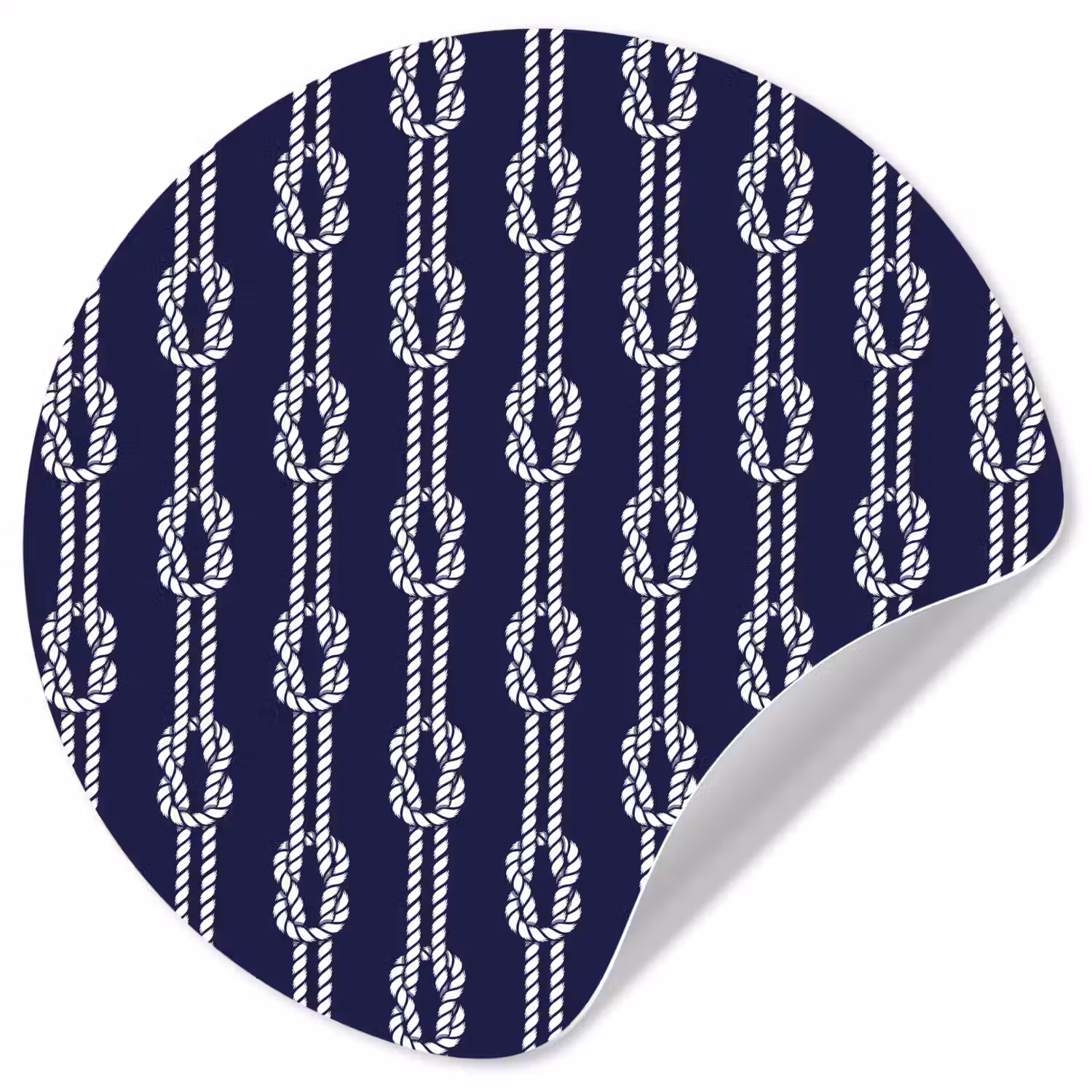 Oceaan - Touw - Blauw - Wit Wandcirkel behangsticker klein 186 -3d