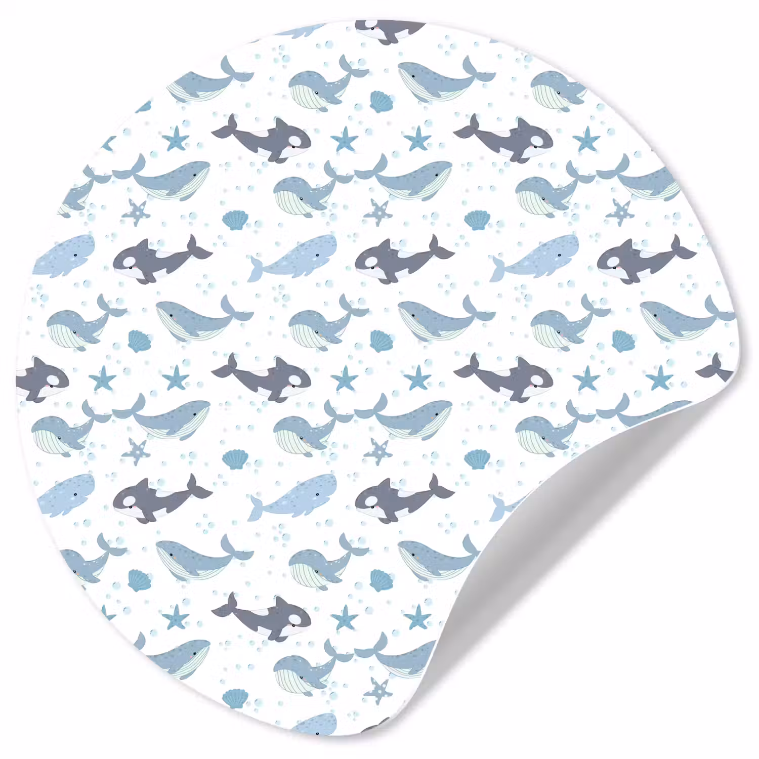 Oceaan - Walvis - Orka - Blauw Wandcirkel behangsticker klein 186 -3d