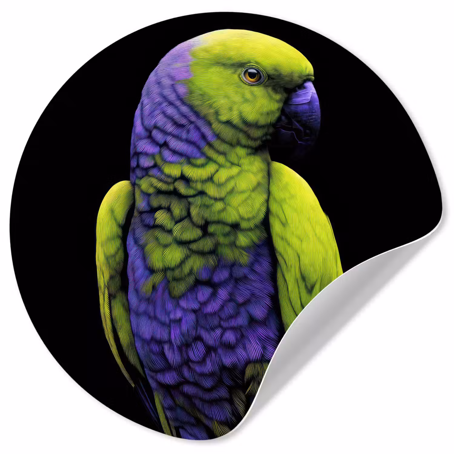 Papegaai - Veren - Opvallend - Groen Wandcirkel behangsticker klein -3d