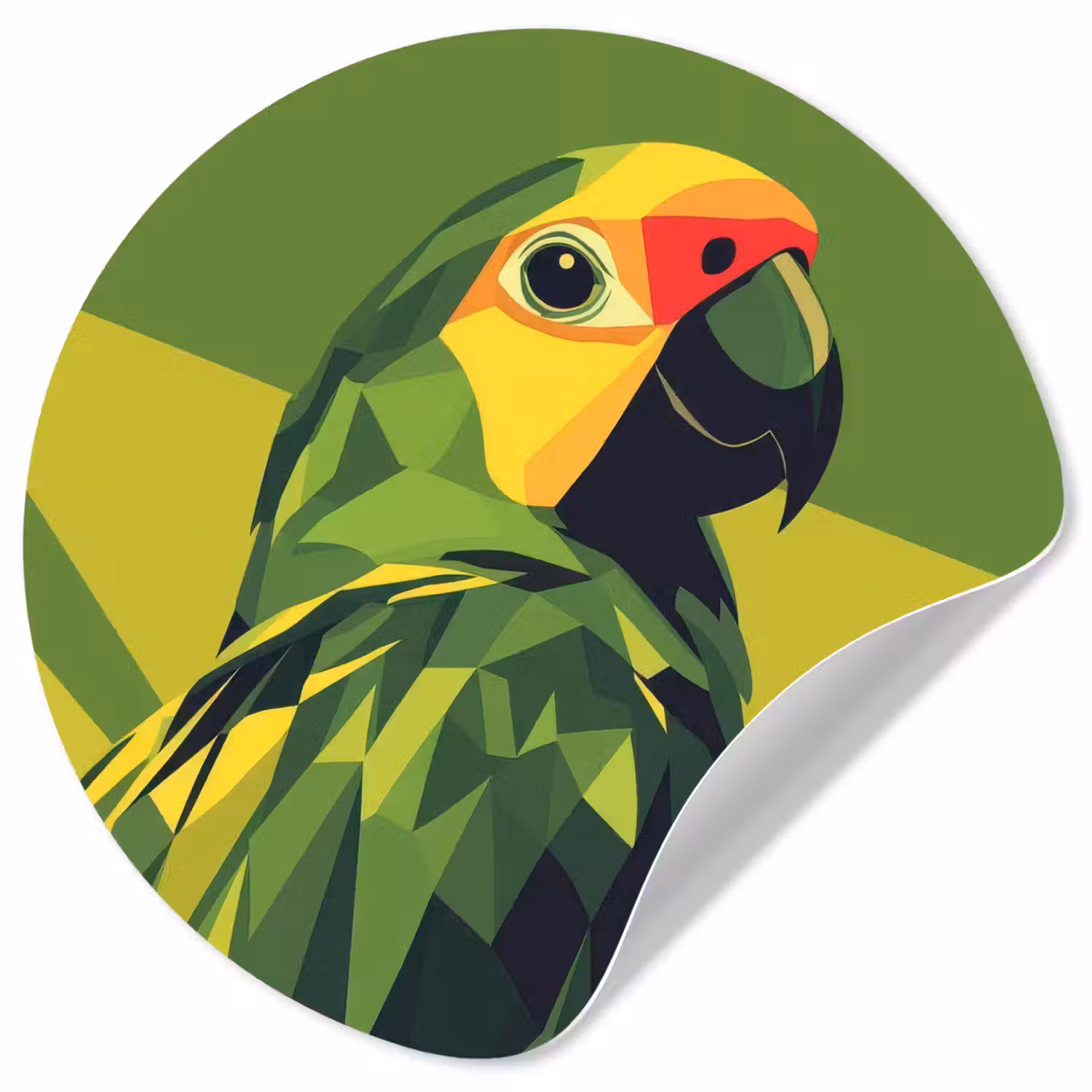 Papegaai - Groen - Snavel - Abstract Wandcirkel behangsticker klein -3d