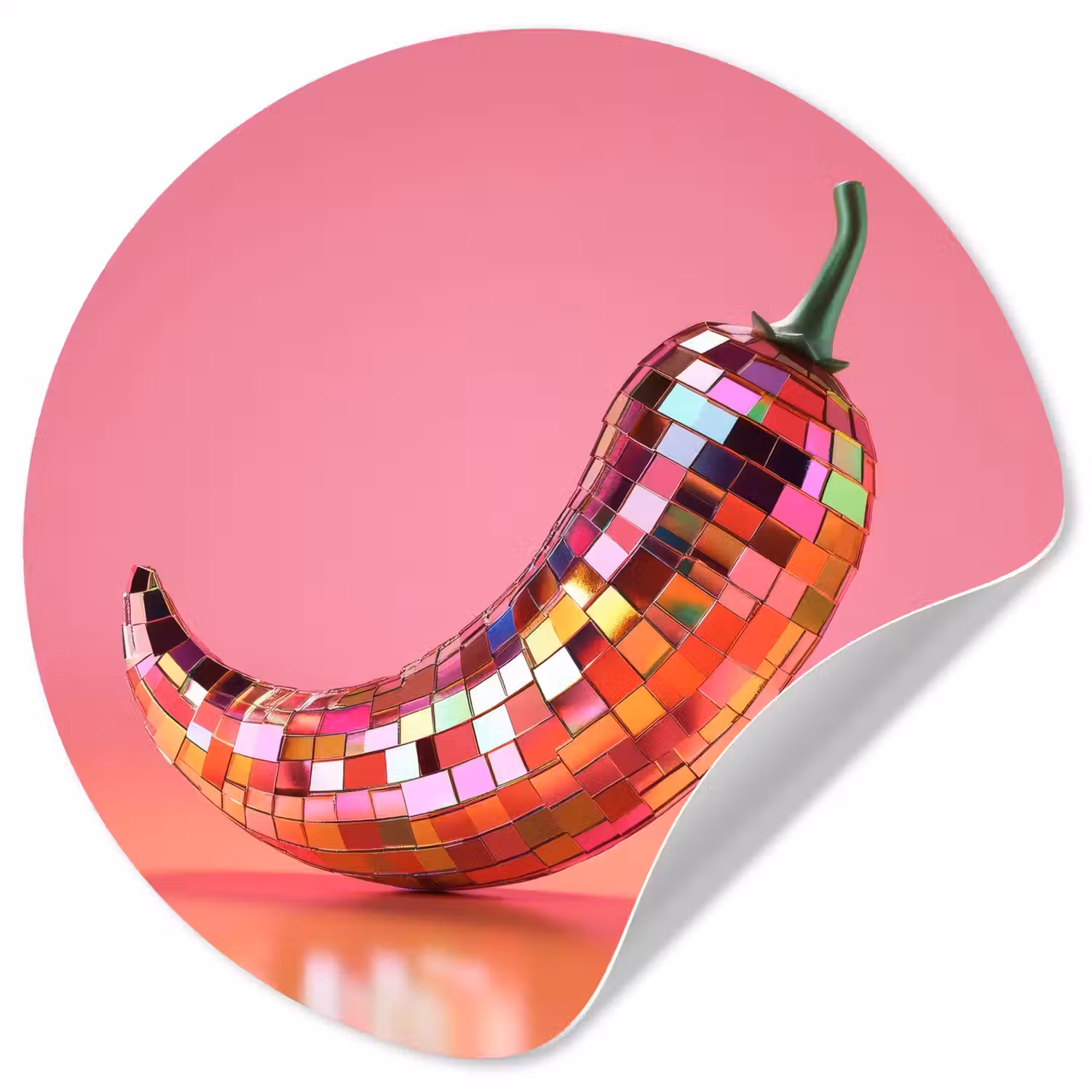Peper - Disco - Rood - Glitter Wandcirkel behangsticker klein -3d