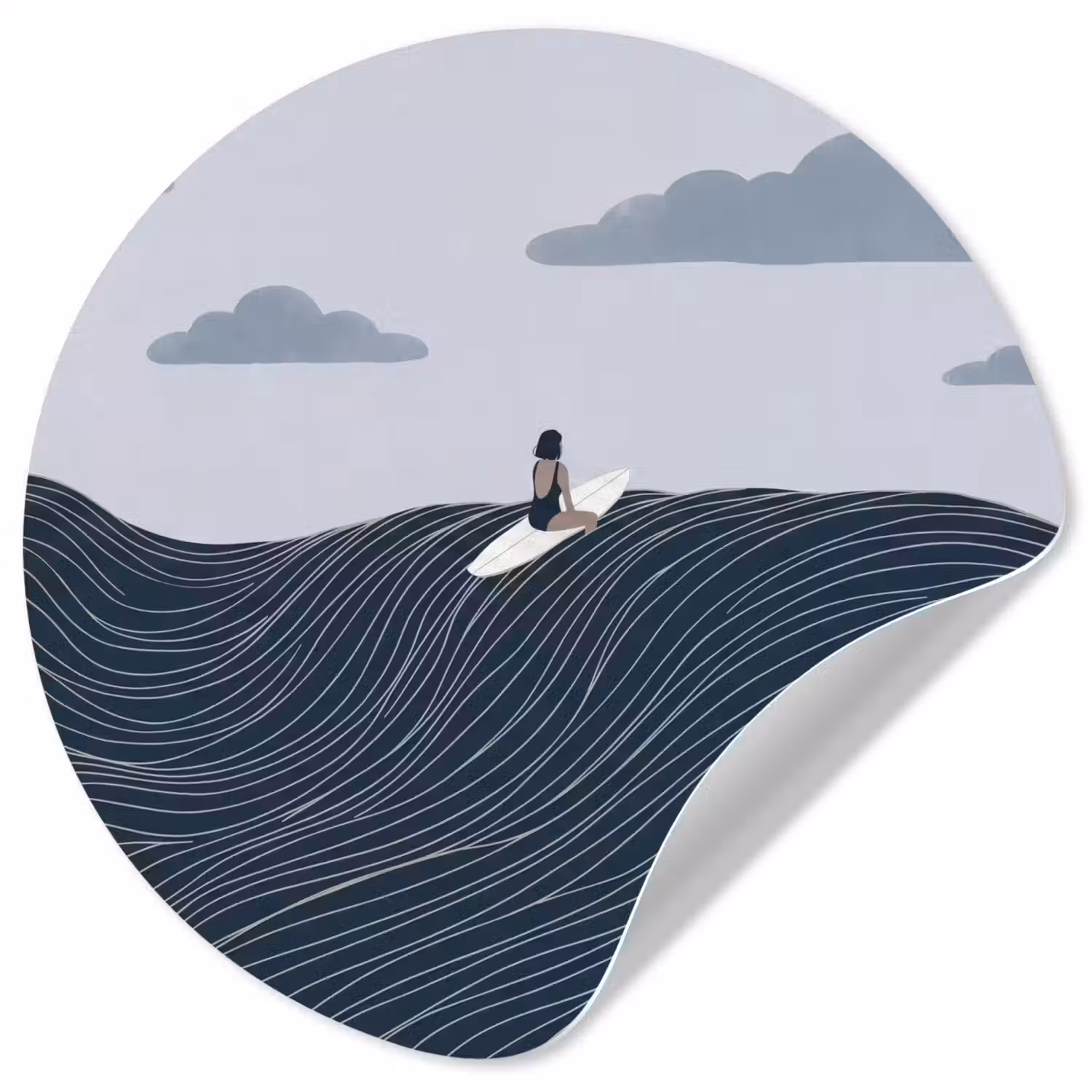 Persoon - Surfen - Oceaan - Natuur - Modern Wandcirkel behangsticker klein -3d