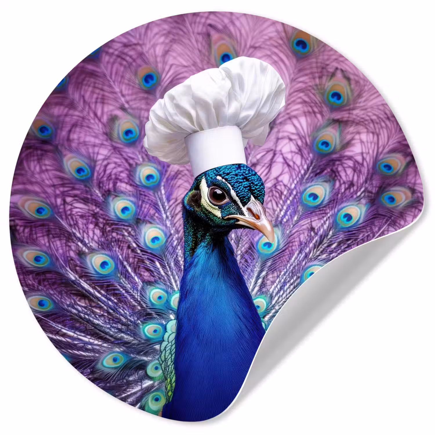 Pauw - Koksmuts - Cool - Paars Wandcirkel behangsticker klein -3d
