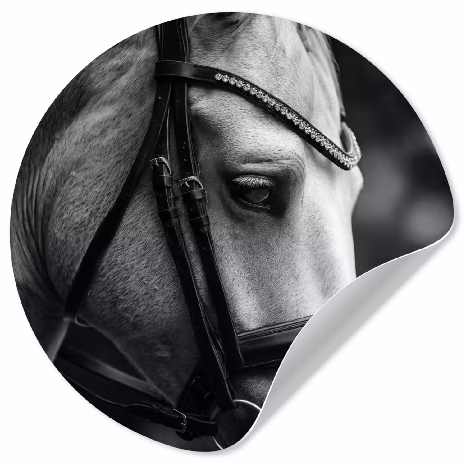 Paard - Schimmel - Portret Wandcirkel behangsticker klein -3d