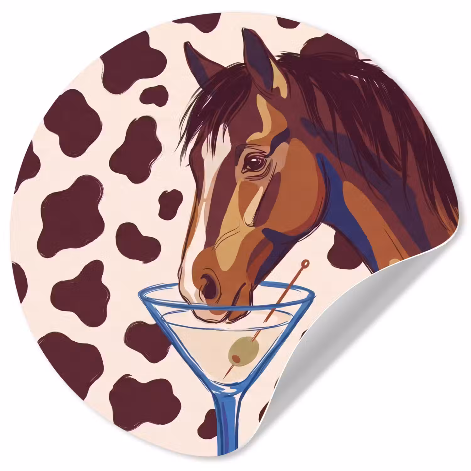 Paard - Martini - Dieren - Abstract - Bruin Wandcirkel behangsticker klein -3d