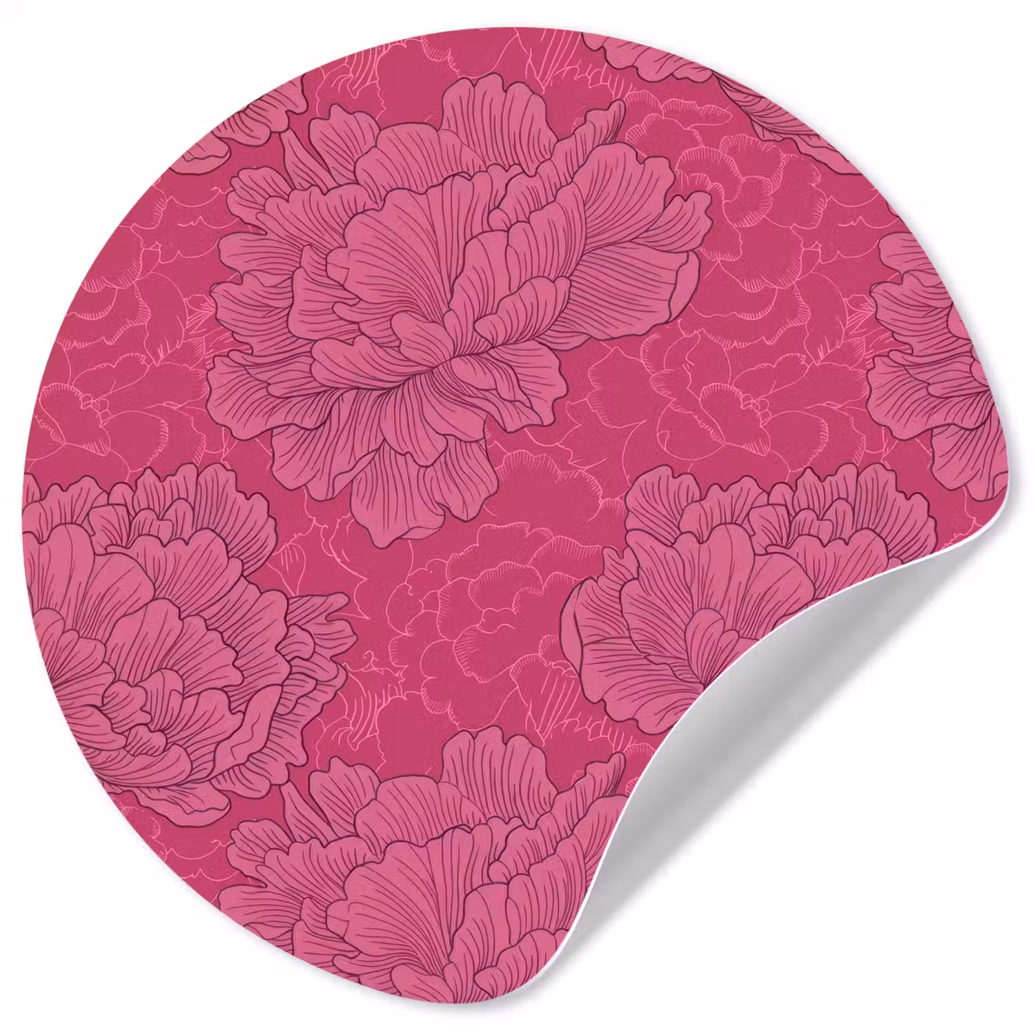 Pioenrozen - Energiek - Roze Wandcirkel behangsticker klein 186 -3d
