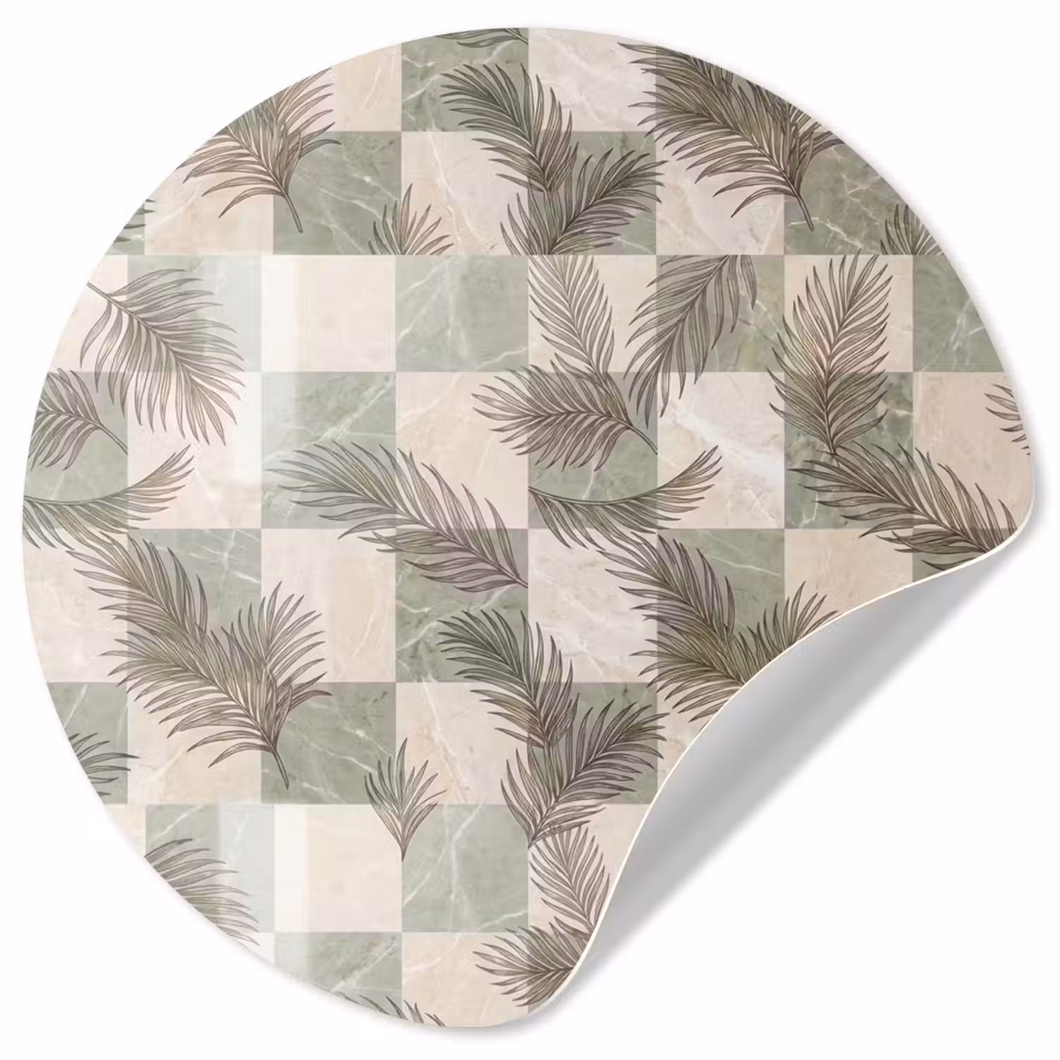 Planten - Bladeren - Marmer - Modern - Groen Wandcirkel behangsticker klein -3d