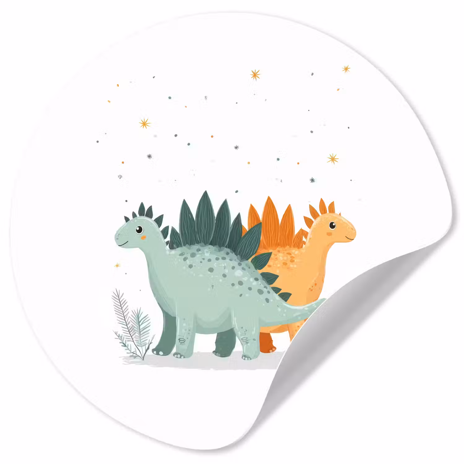 Planten - Sterren - Dinosaurussen - Oranje Wandcirkel behangsticker klein -3d