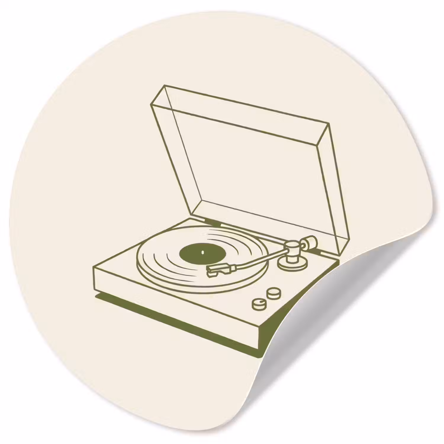 Platenspeler - Vinyl - Muziek - Minimalistisch - Groen Wandcirkel behangsticker klein -3d
