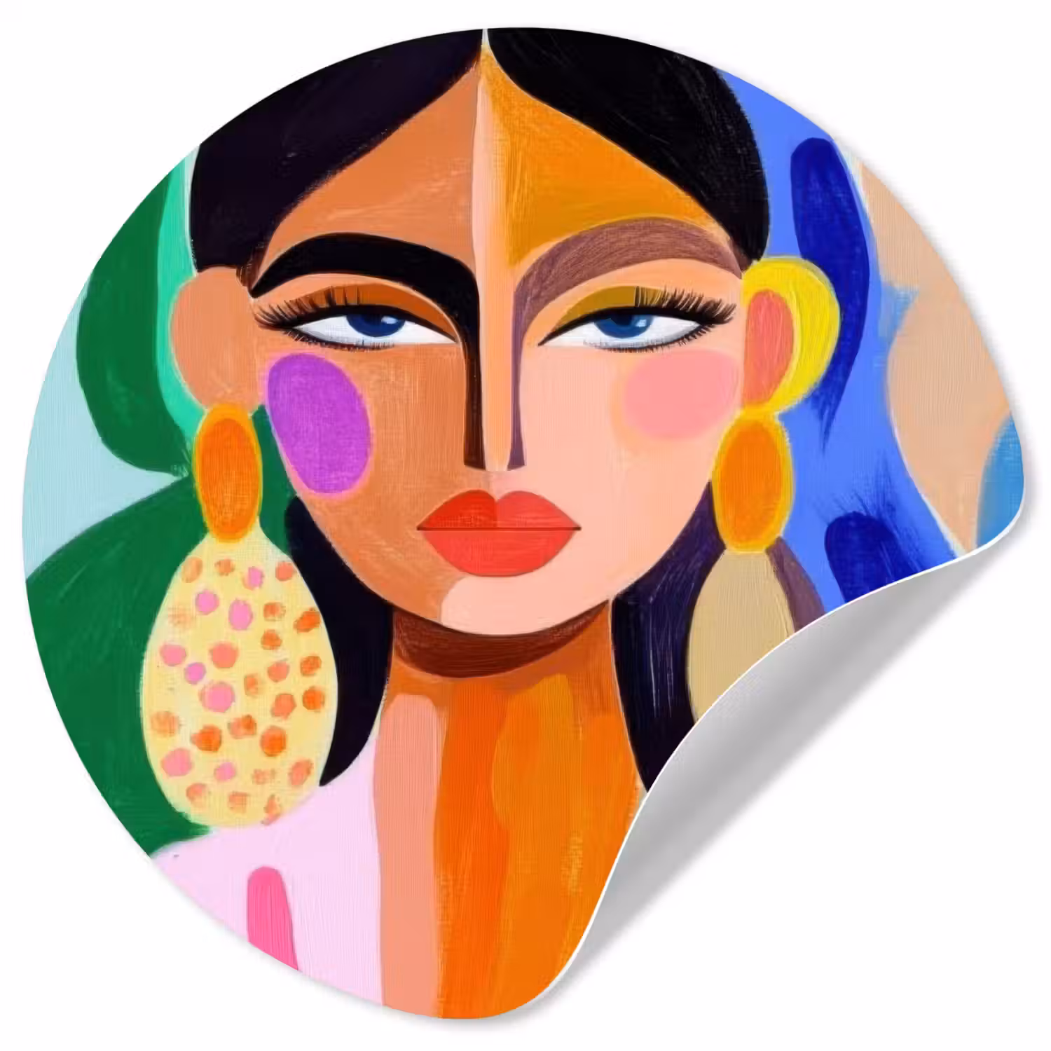 Portret - Vrouw - Modern Wandcirkel behangsticker klein -3d