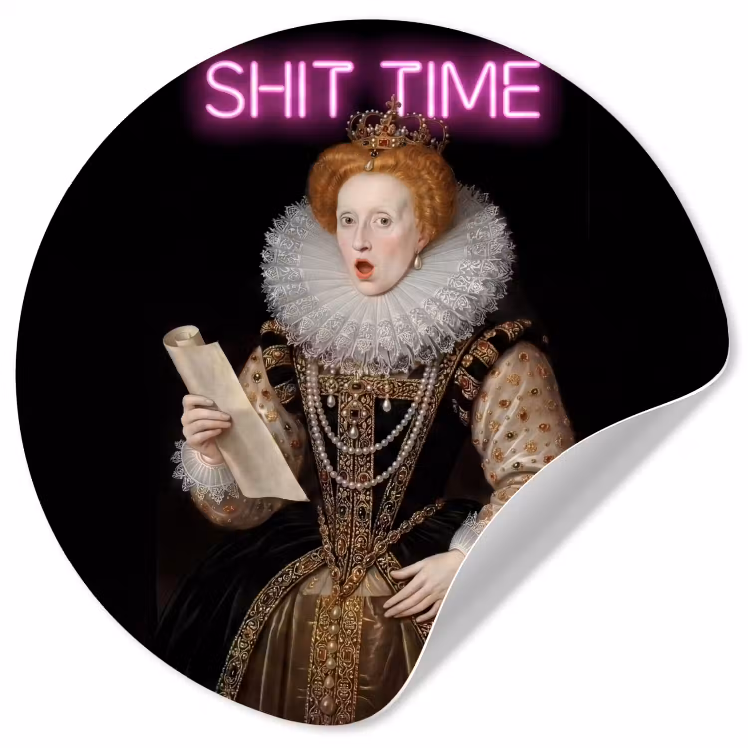 Portret - Humor - Neon Wandcirkel behangsticker klein -3d