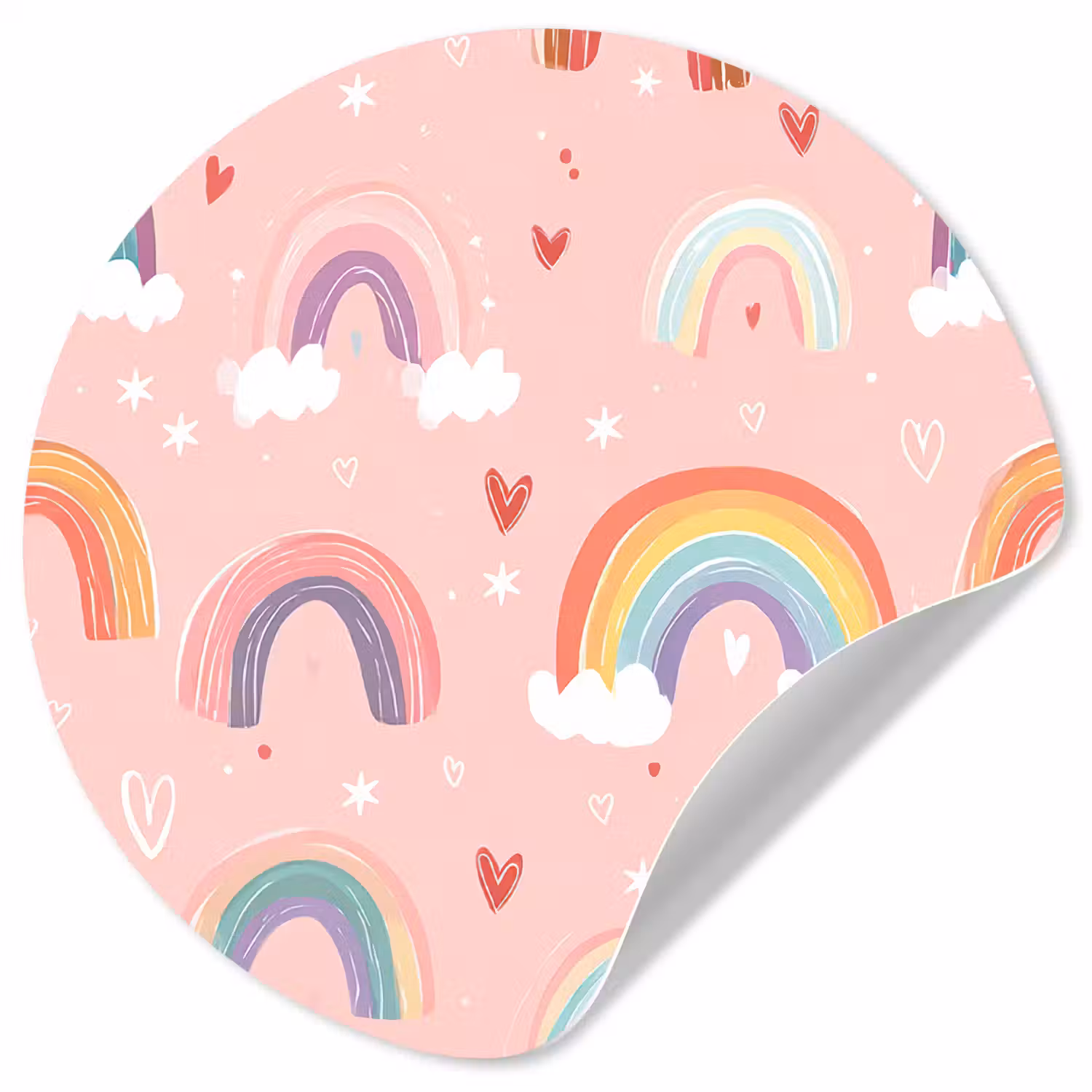 Regenboog - Patroon - Pastel - Handgetekend Wandcirkel behangsticker klein -3d