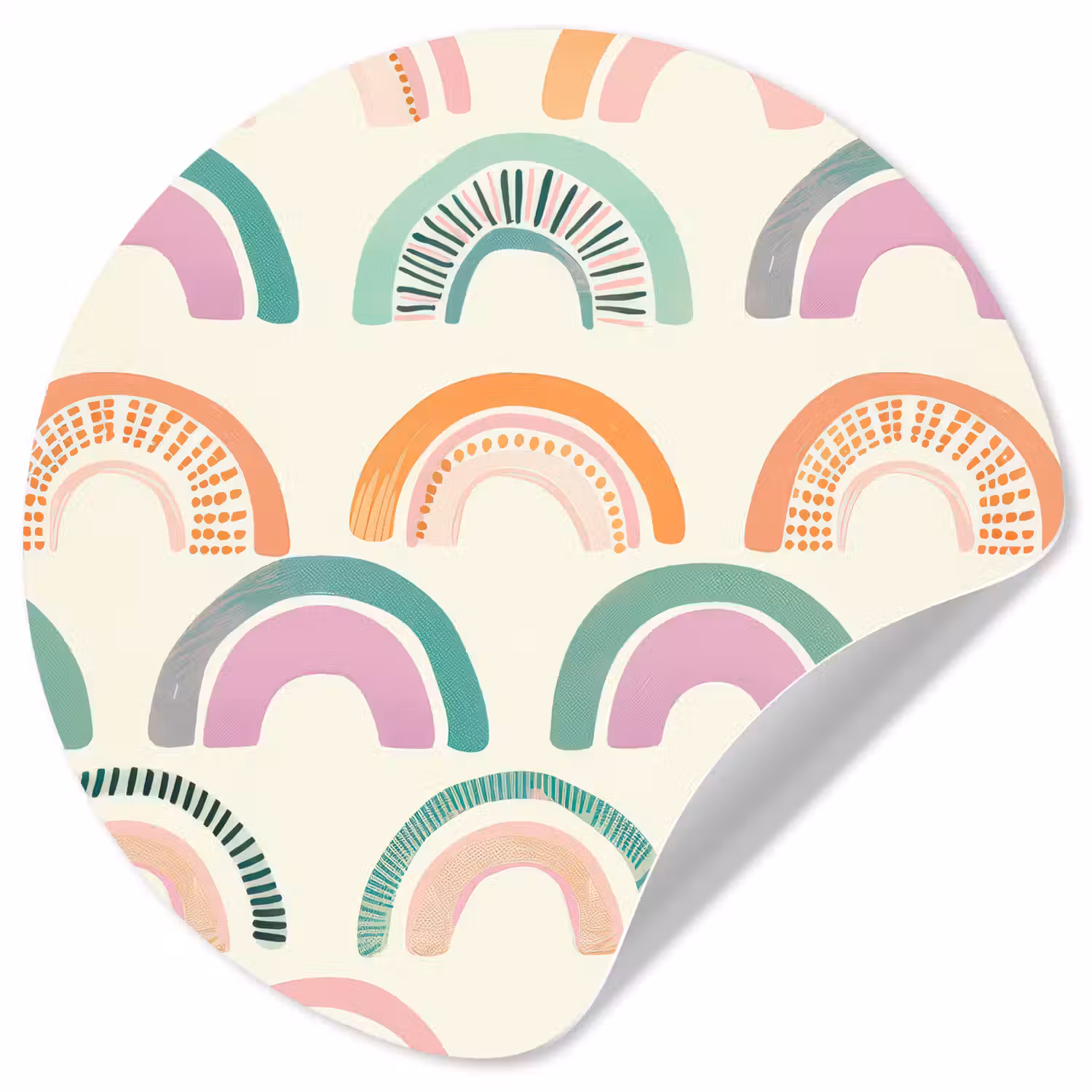 Regenboog - Pastel - Patroon Wandcirkel behangsticker klein -3d