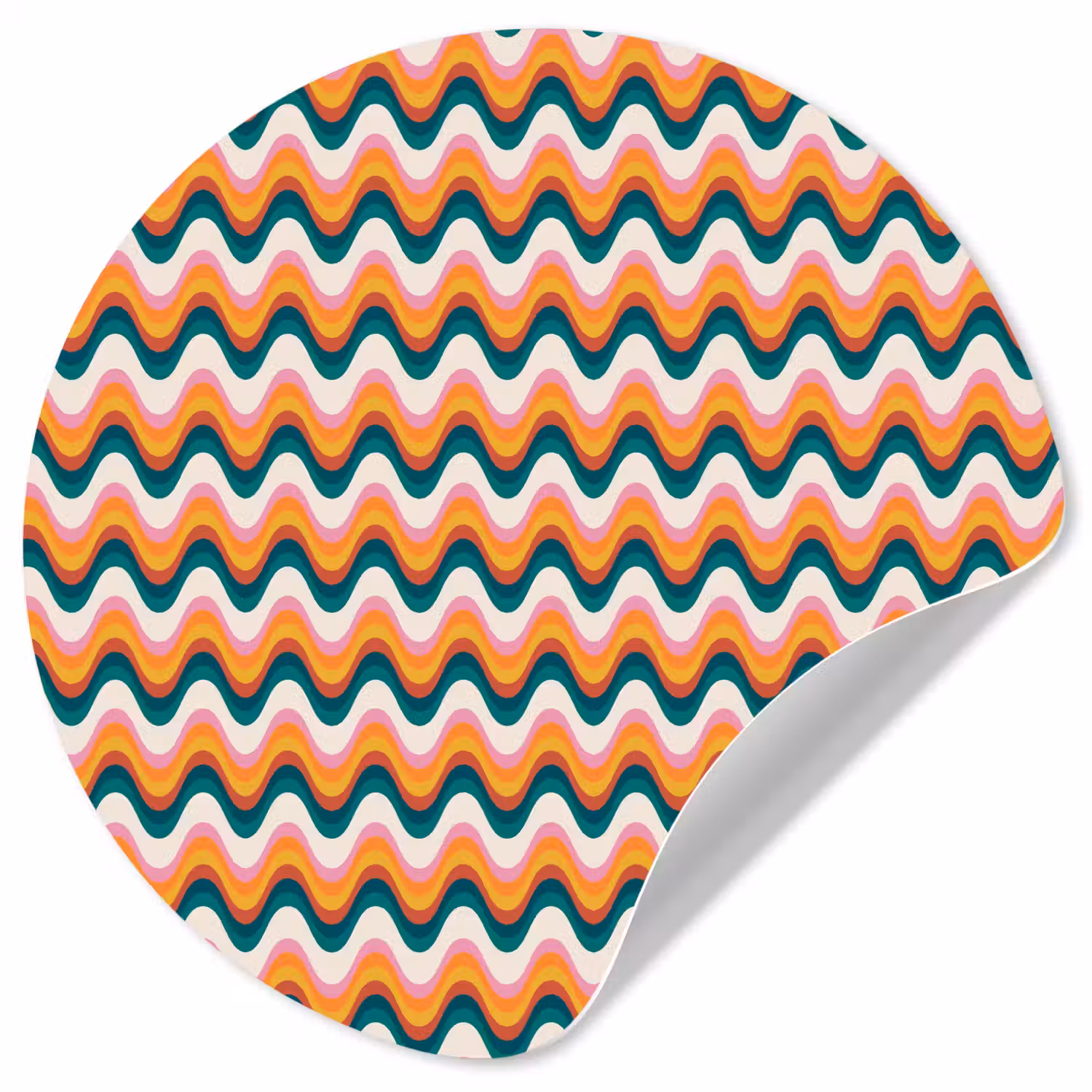 Retro - Disco - Golven - Kleur Wandcirkel behangsticker klein 186 -3d