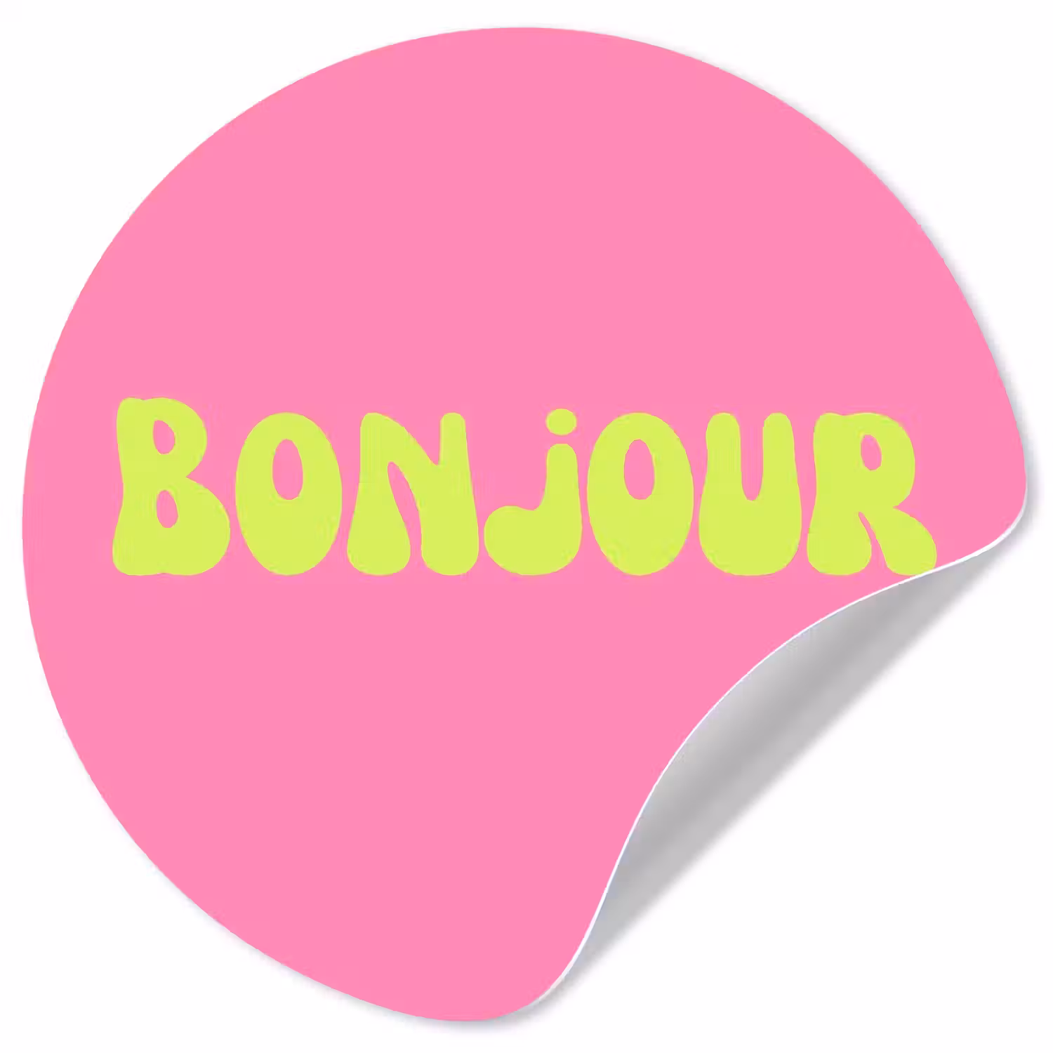 Roze - Groene bonjour - Organisch Wandcirkel behangsticker klein -3d