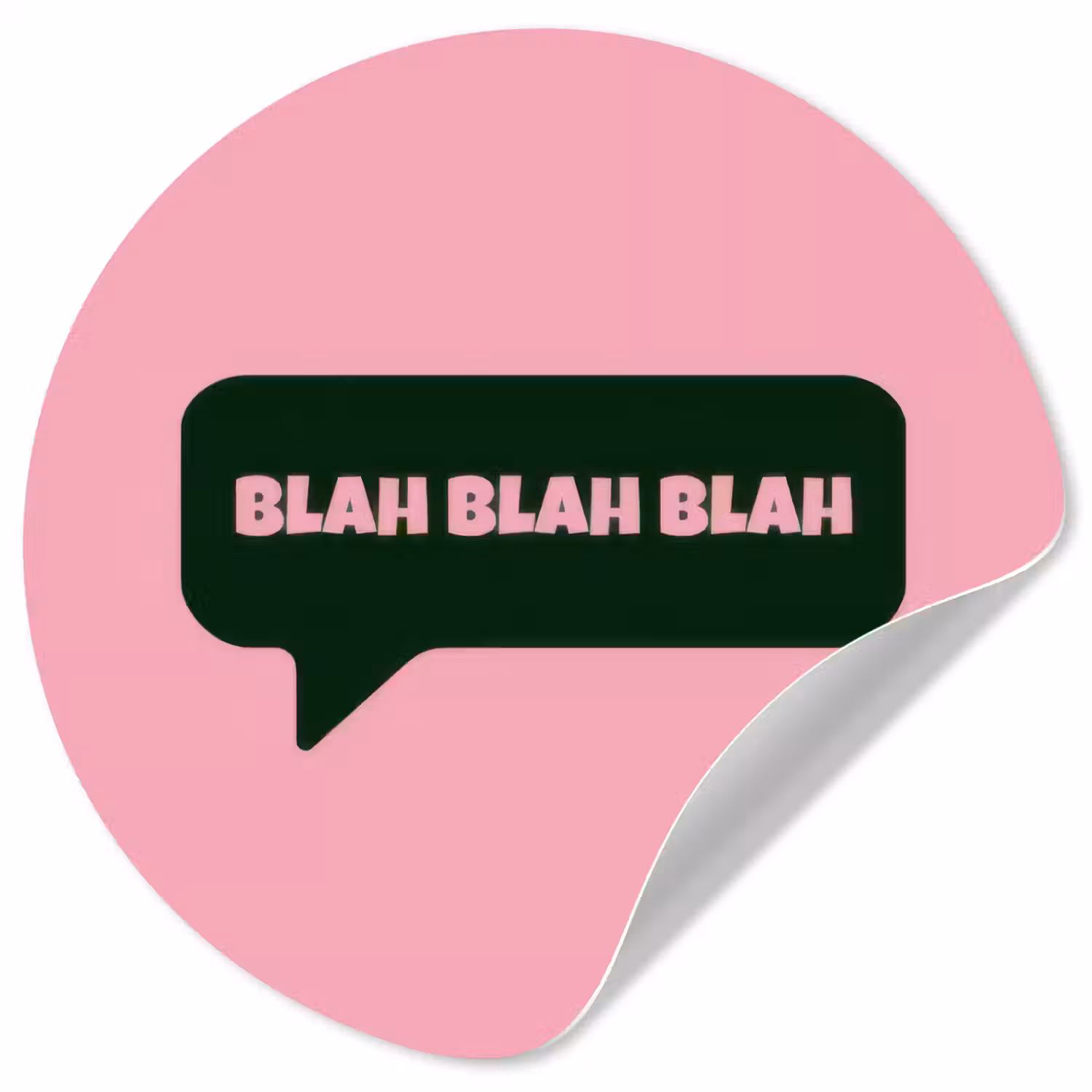 Roze - Tekstwolk - Groen - BLAH BLAH BLAH Wandcirkel behangsticker klein -3d