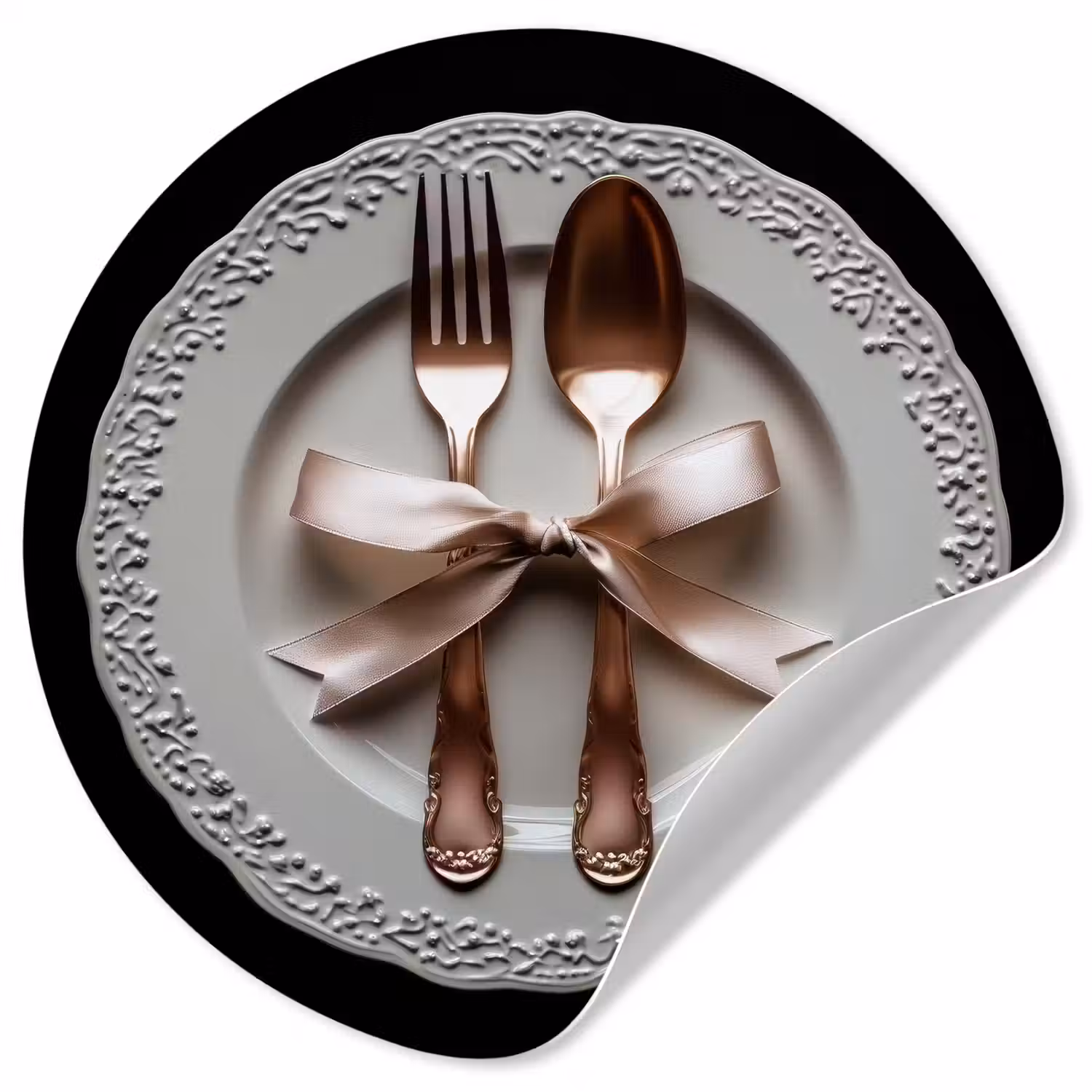 Rose - Strik - Bestek Wandcirkel behangsticker klein -3d