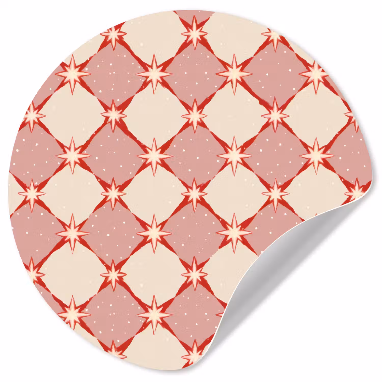 Ruiten - Sterren - Vintage - Oudroze - Rood Wandcirkel behangsticker klein 186 -3d