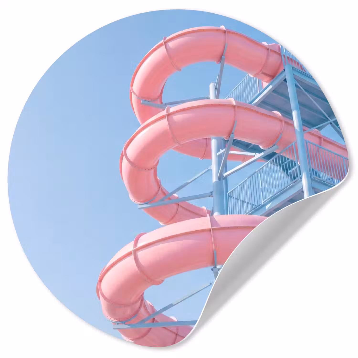 Glijbaan - Waterpark - Spiraal - Modern - Roze Wandcirkel behangsticker klein -3d