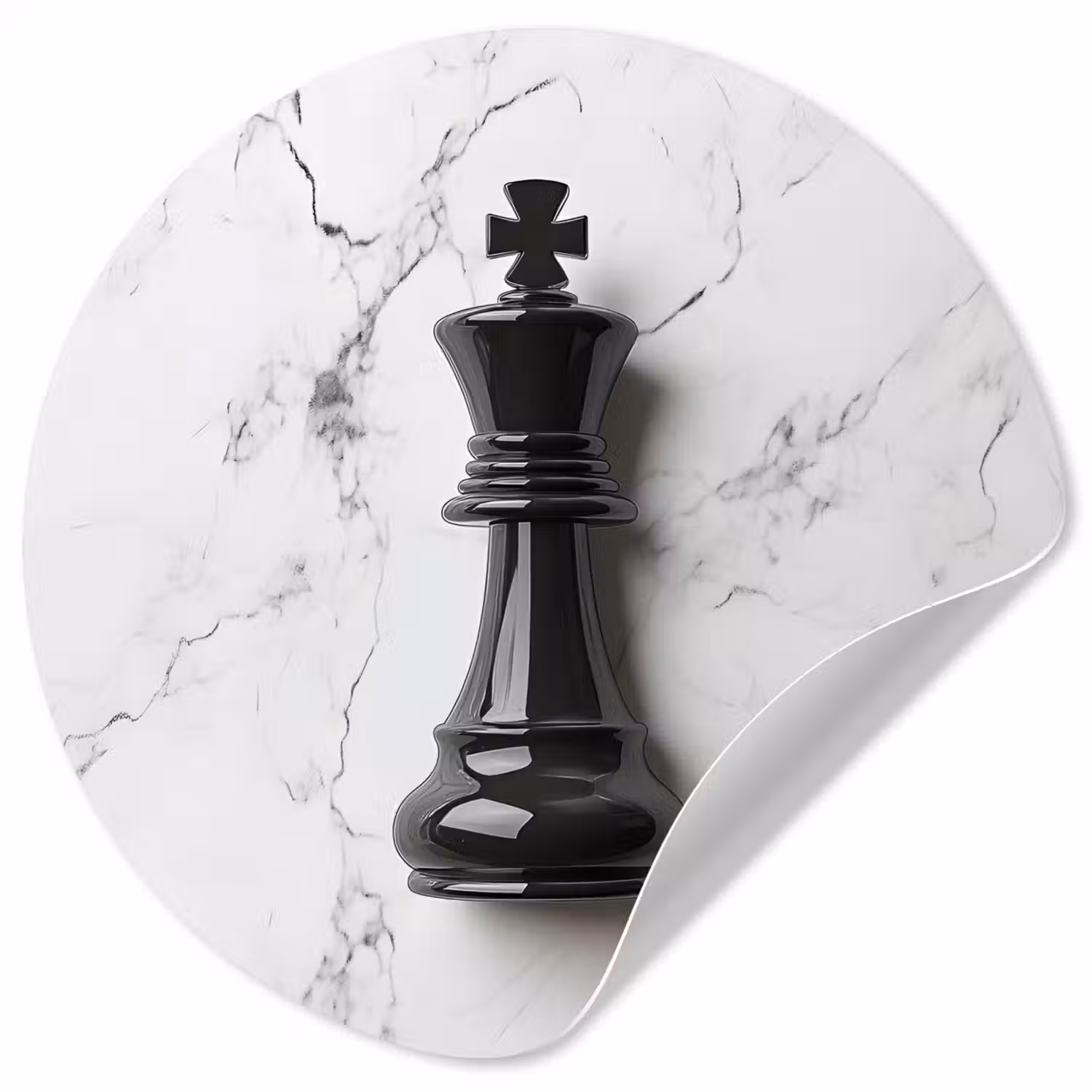 Schaakstuk - Koning - Zwart - Marmer Wandcirkel behangsticker klein -3d