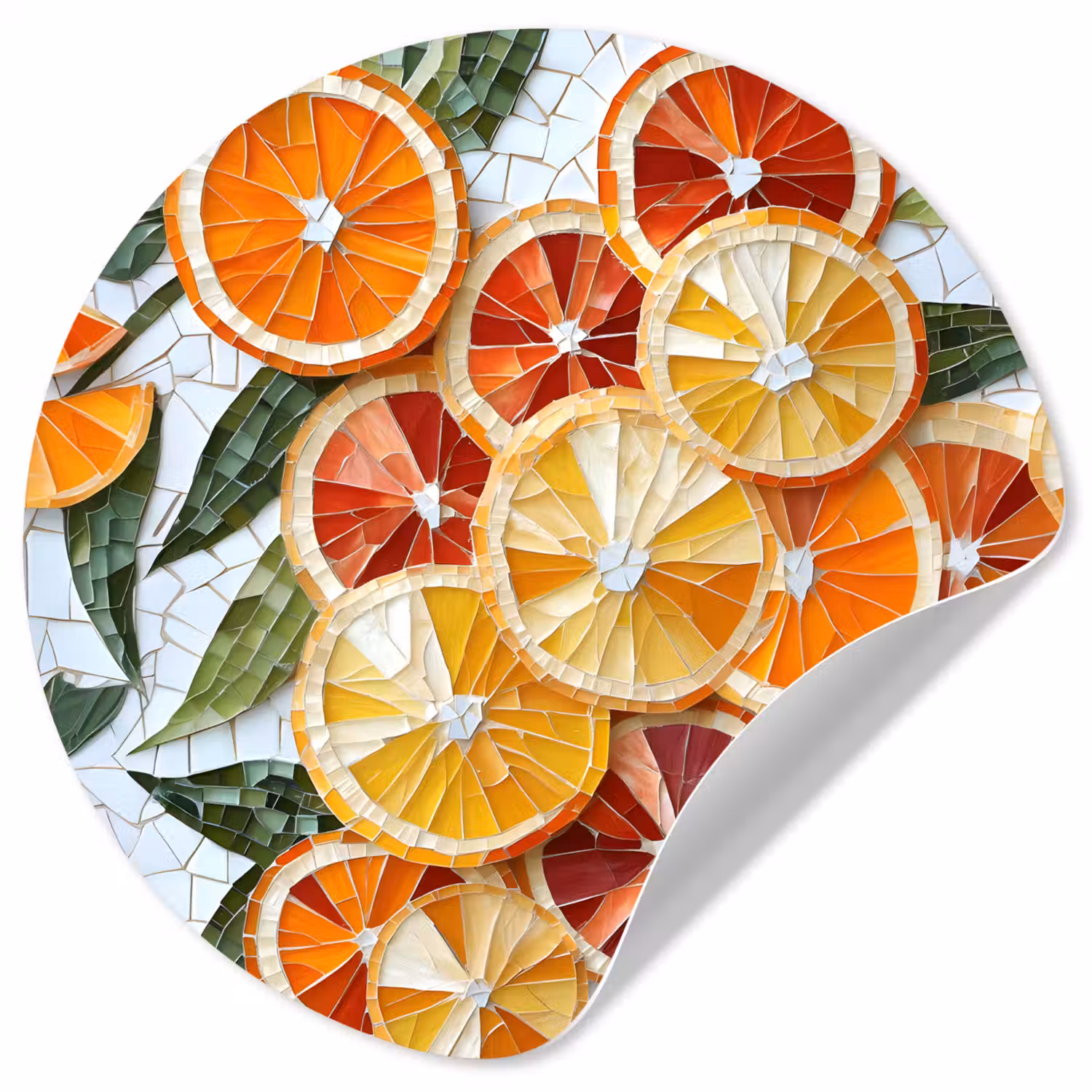 Schijfjes - Fruit - Oranje - Mozaïek Wandcirkel behangsticker klein -3d
