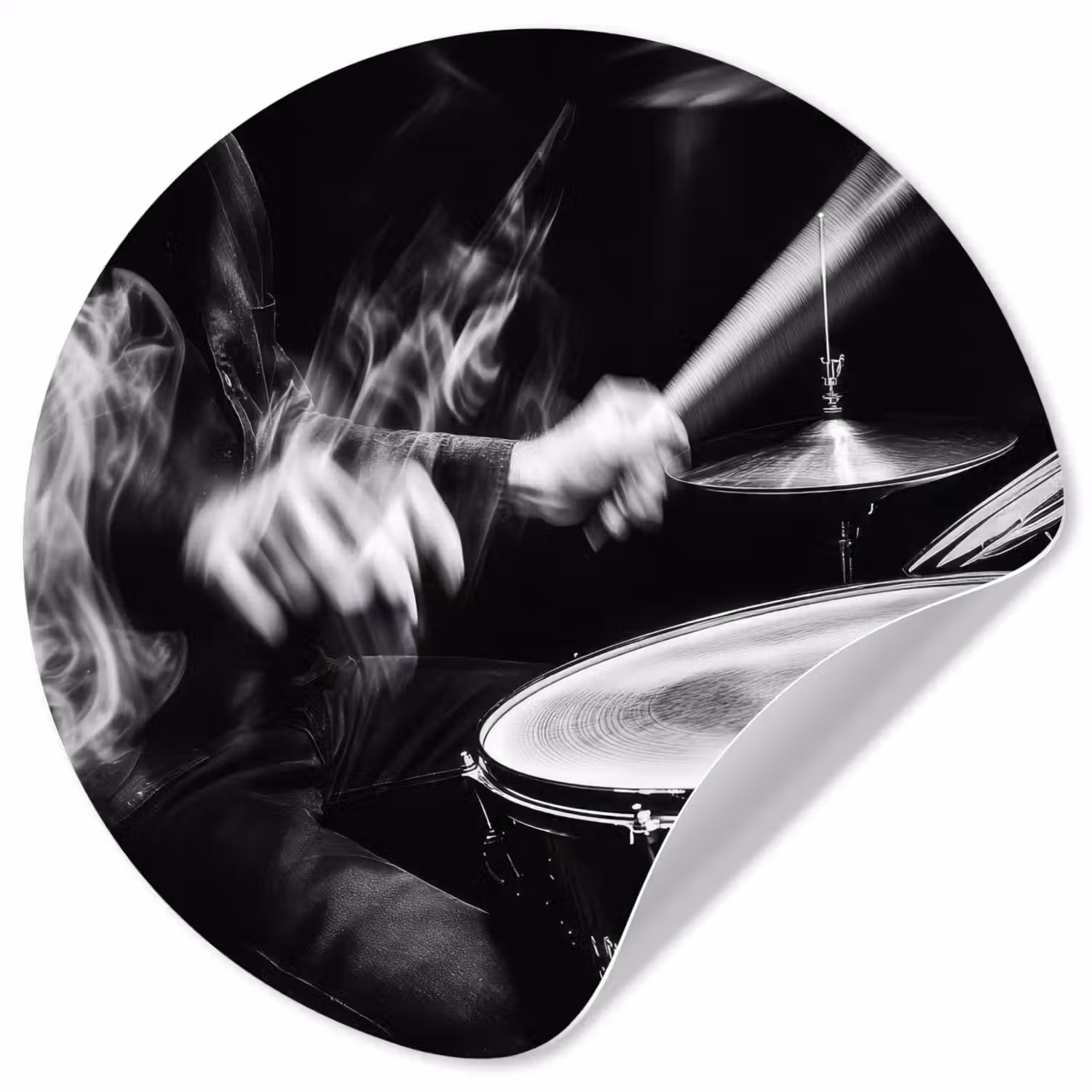Drummer - Zwart - Drumstel Wandcirkel behangsticker klein -3d
